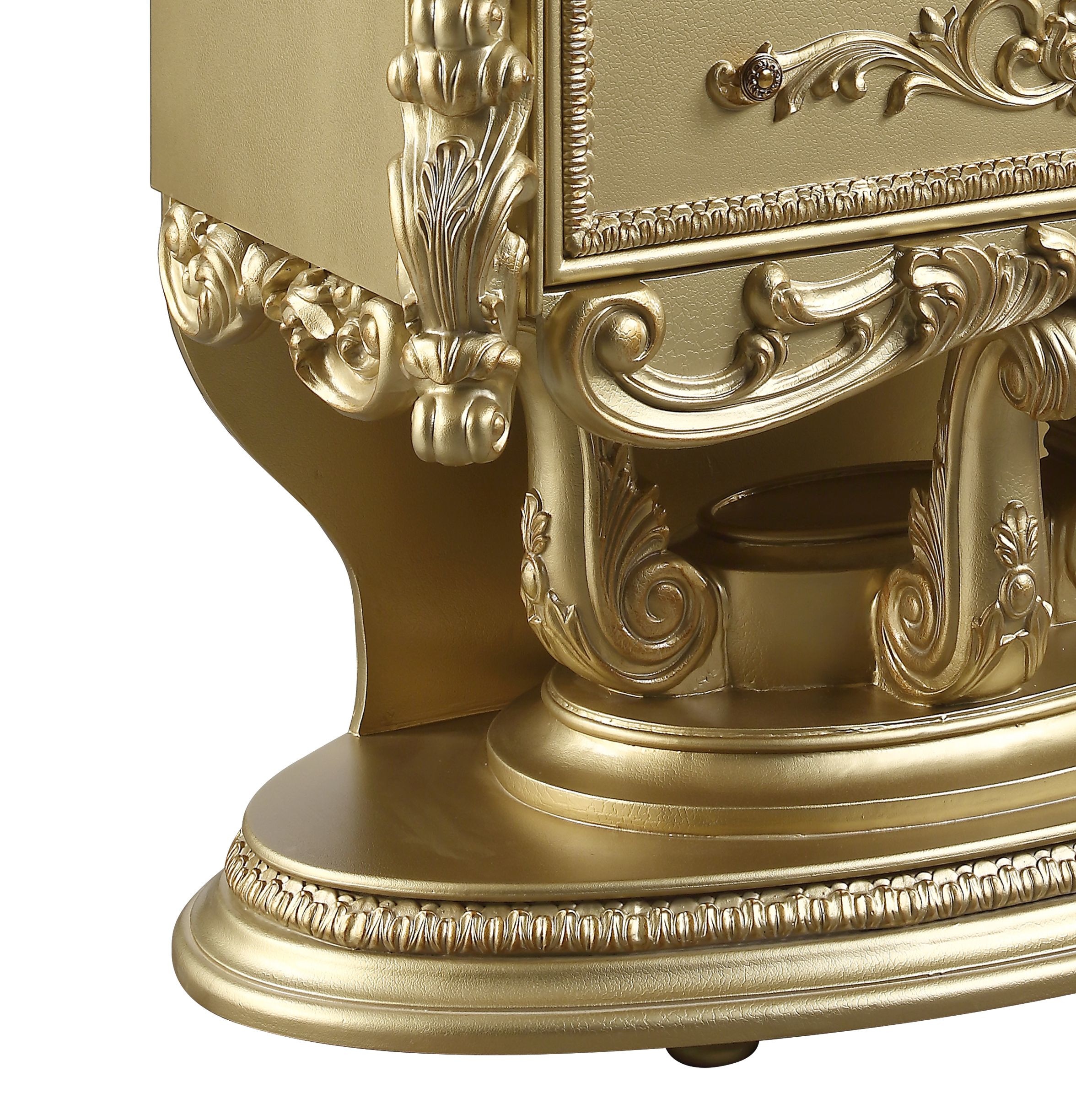 Bernadette Gold Finish Rococo Style Chest with Felt Lined Drawers