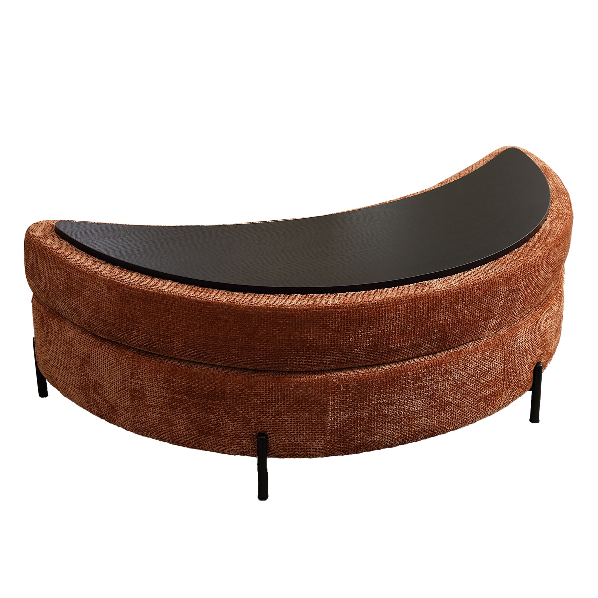 Hrinhom HC-W4004-BURNTORANGE Modern BURNTORANGE Crescent Storage Ottoman