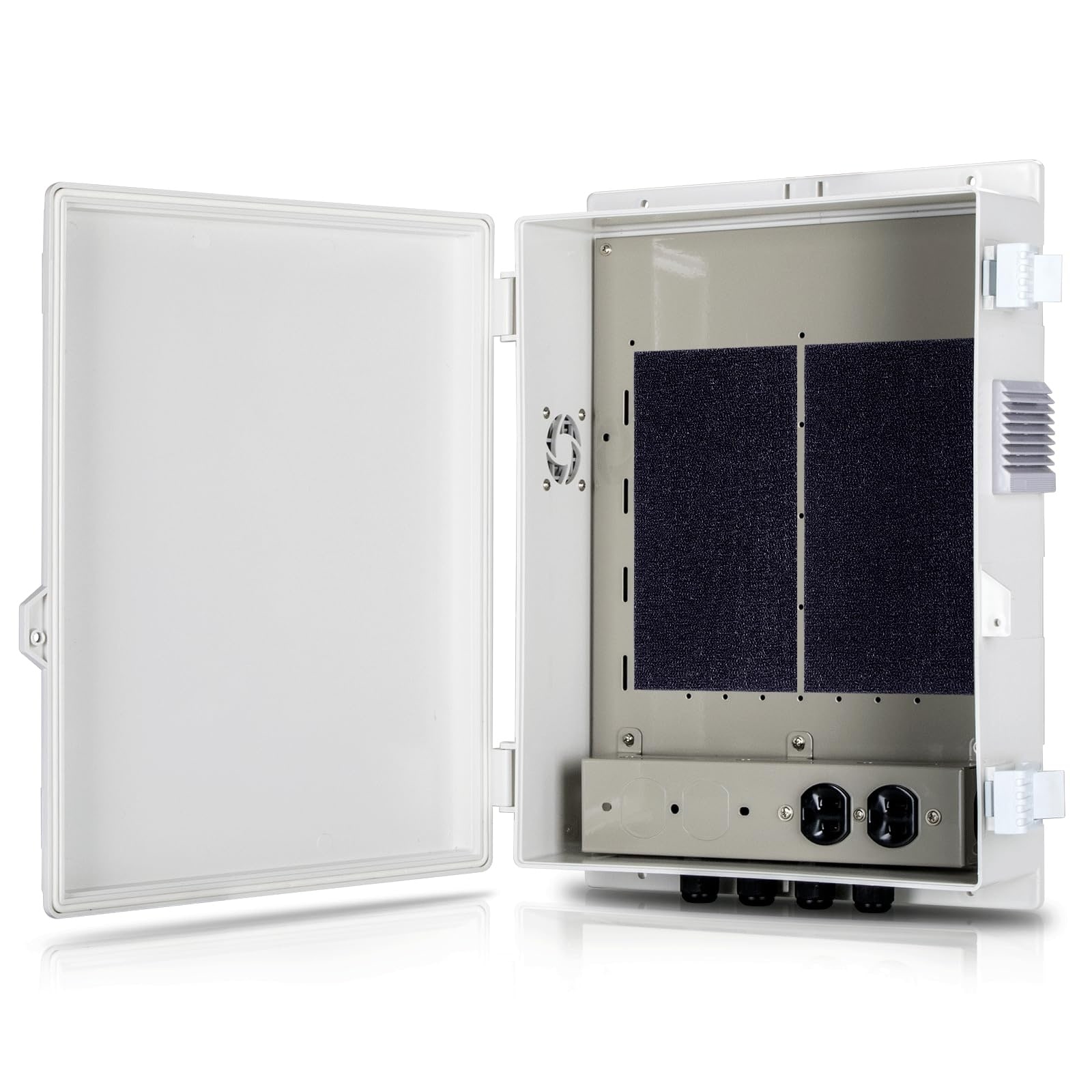 Anqtovp Outdoor Electrical Junction Box 1 Piece ABS Water Resistant Enclosure 15A 125V Outlet Mounting Panel Hinged Cover 16 H 12 L 4 W #LAN0428J29