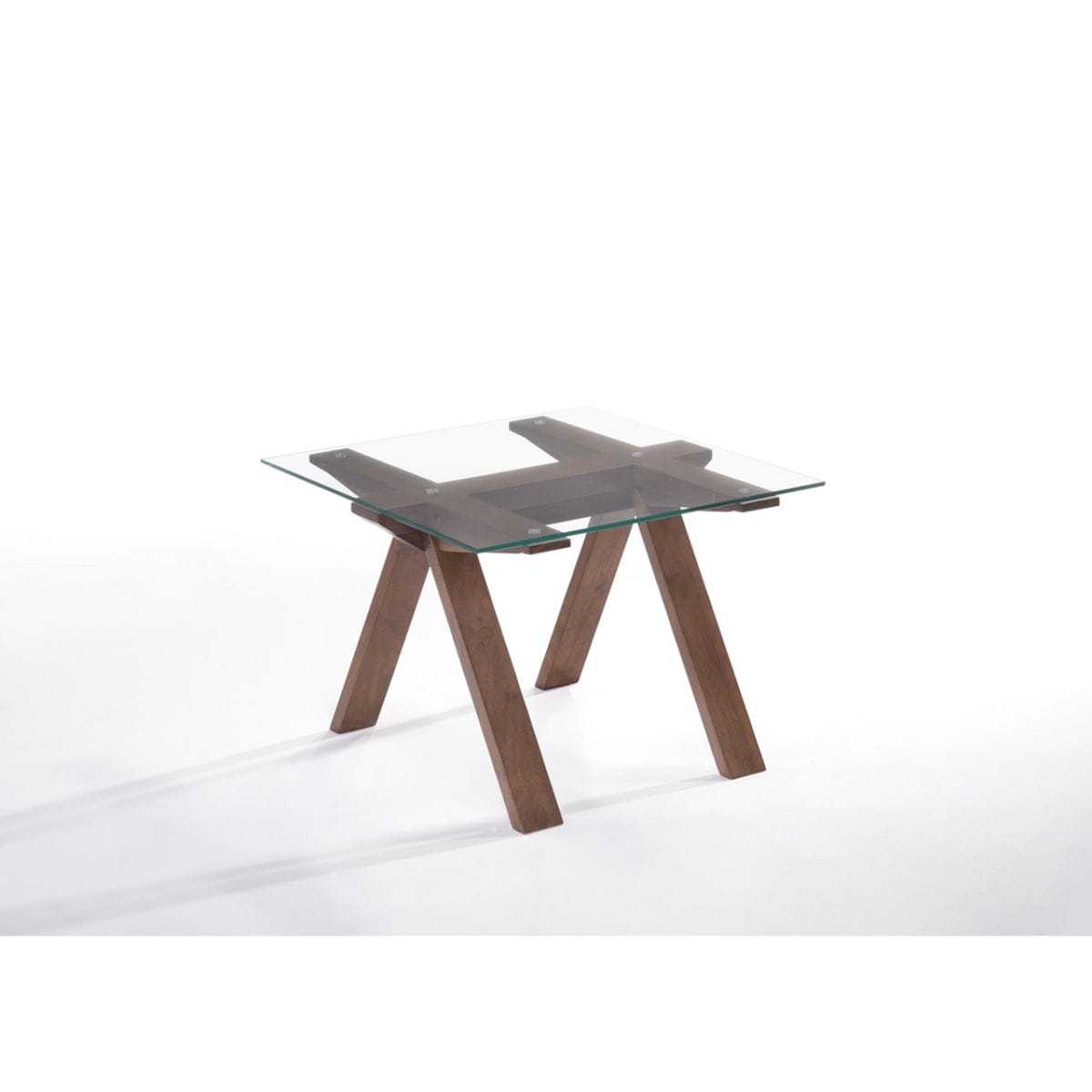 HomeRoots 283838 Valerie 24-in W x 19-in H Walnut Glass Modern End Table Assembly Required