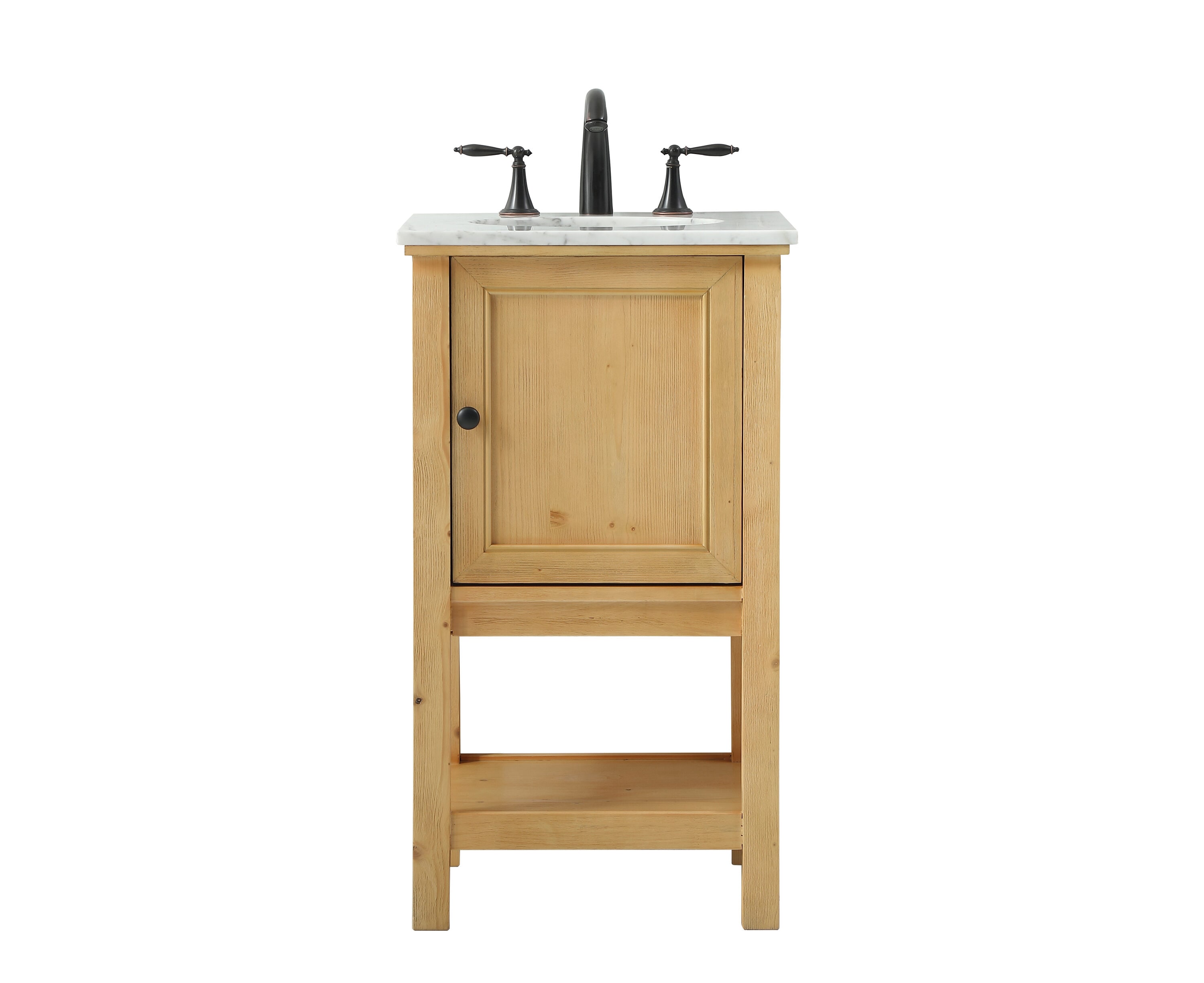 Home Furnishing 19-in Natural Wood Undermount Single Sink Bathroom Vanity with Carrara White Marble Top in Brown | - Elegant Decor HF81057NW