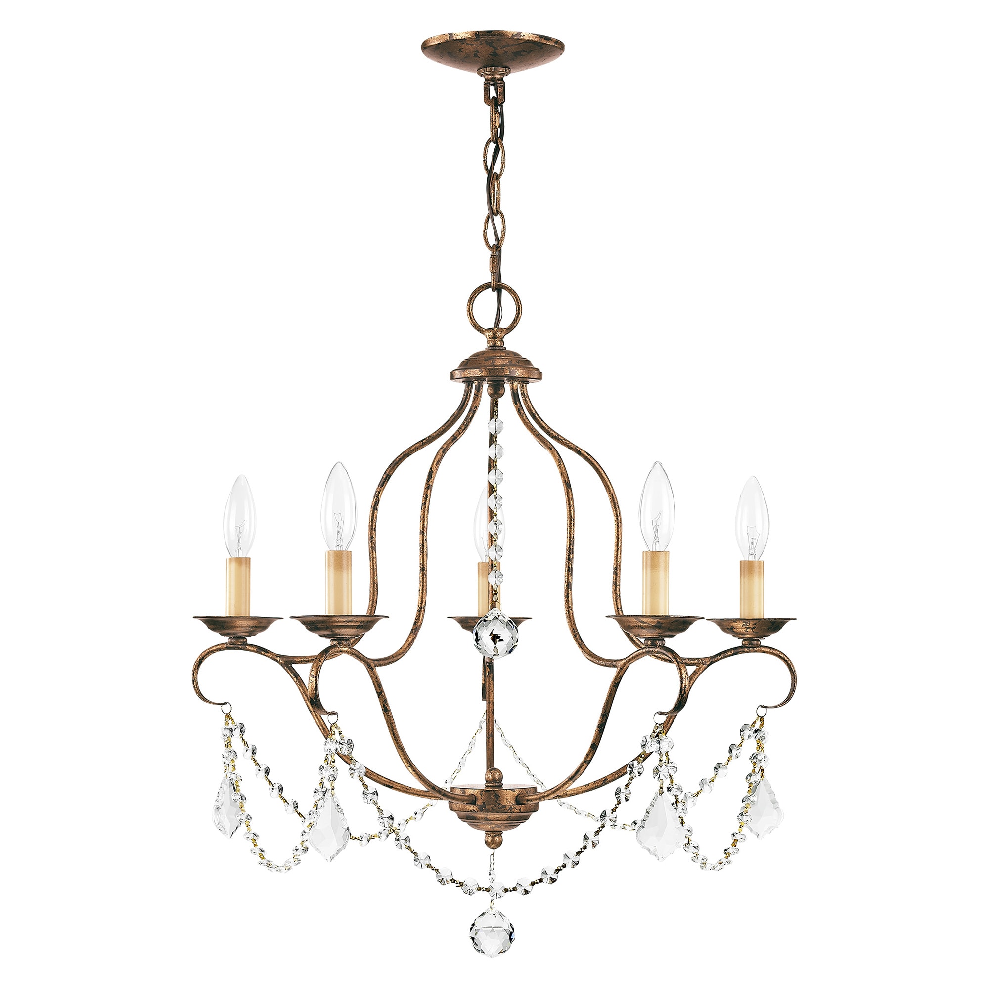 Venetian Golden Bronze Mini Crystal 5-Light Chandelier