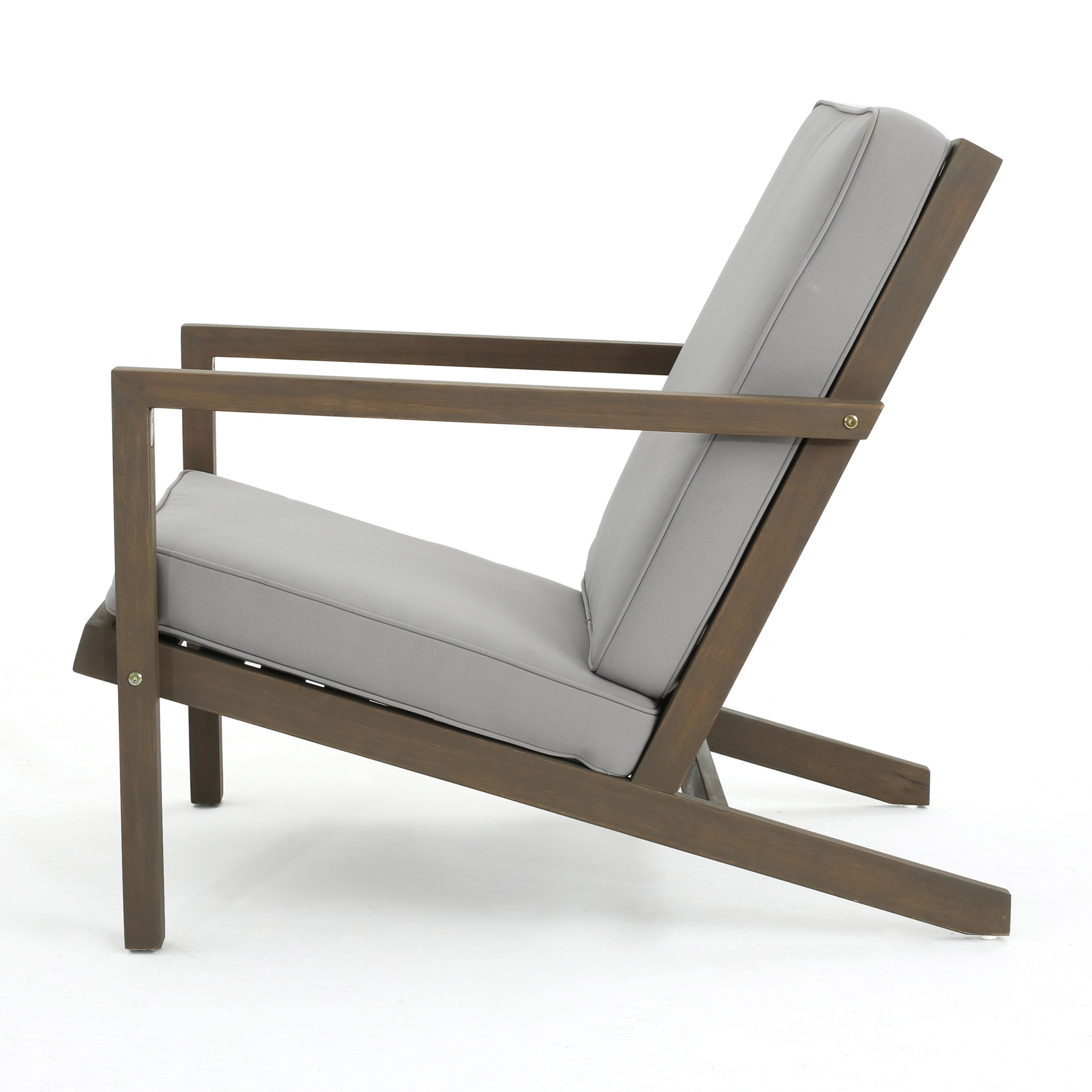 Gray Acacia Wood 3-Piece Outdoor Chat Set with Water-Resistant Cushions