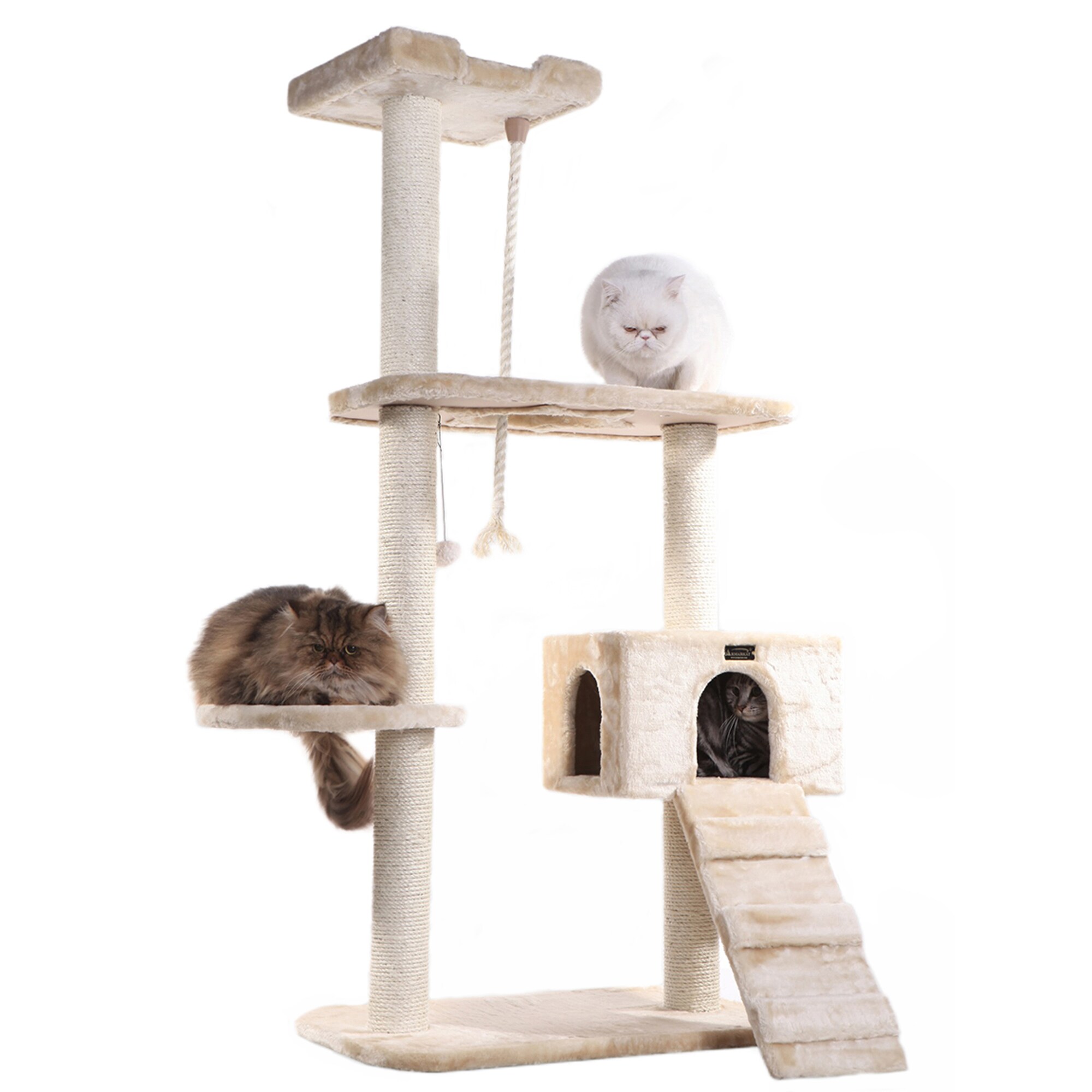 Armarkat 58-in x 28-in Off-white Faux Fur Cat Tree in the Cat Trees ...