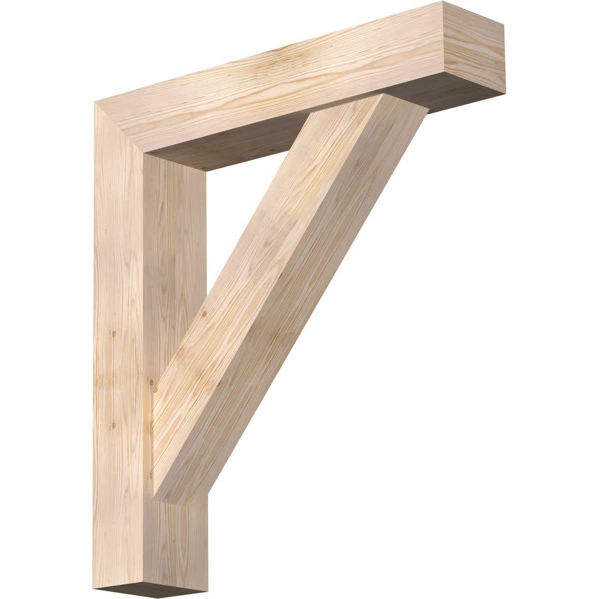 Ekena Millwork 1465097 Traditional Block Smooth Bracket with Offset Brace Douglas Fir Wood Standard Bracket