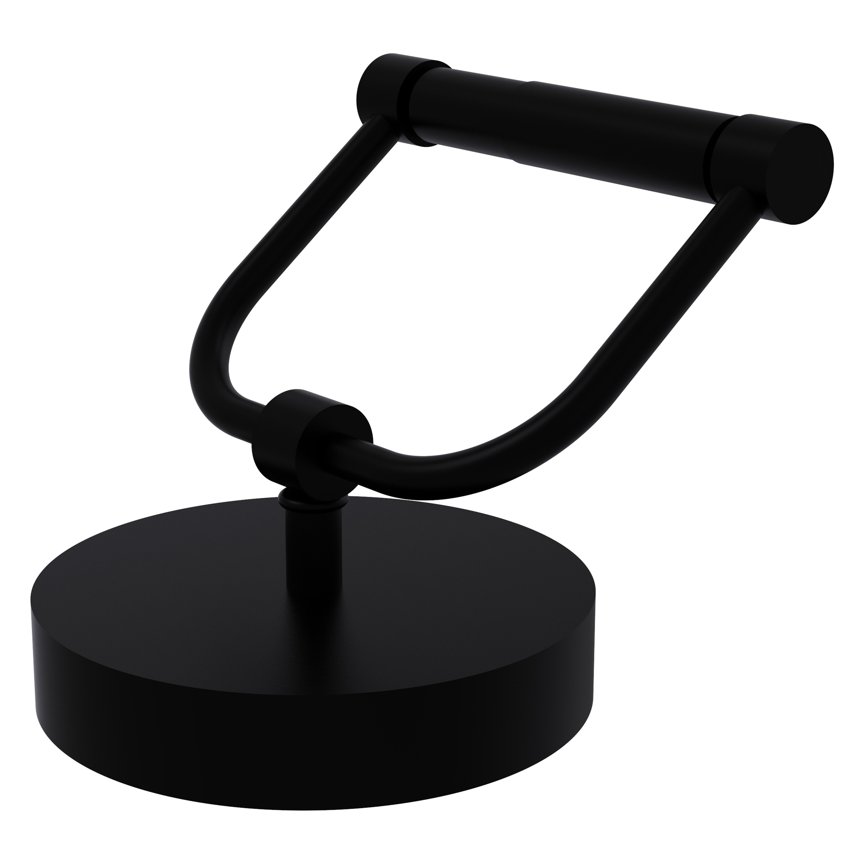 Allied Brass 1066-BKM Matte Black Freestanding Spring-loaded Toilet Paper Holder 1 -Rolls with Storage
