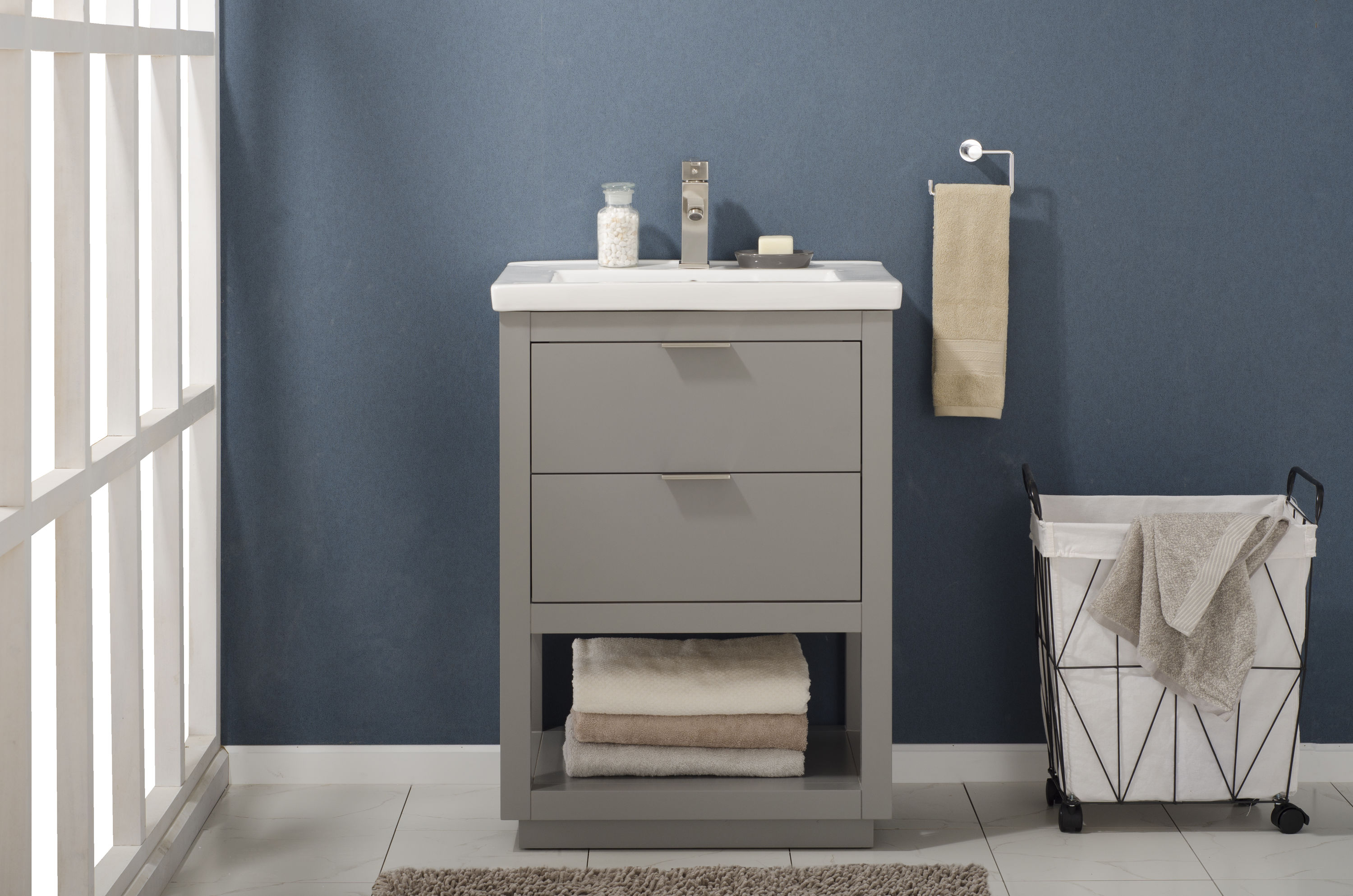 Design Element Klein 24-in Gray Single Sink Bathroom Vanity with White ...