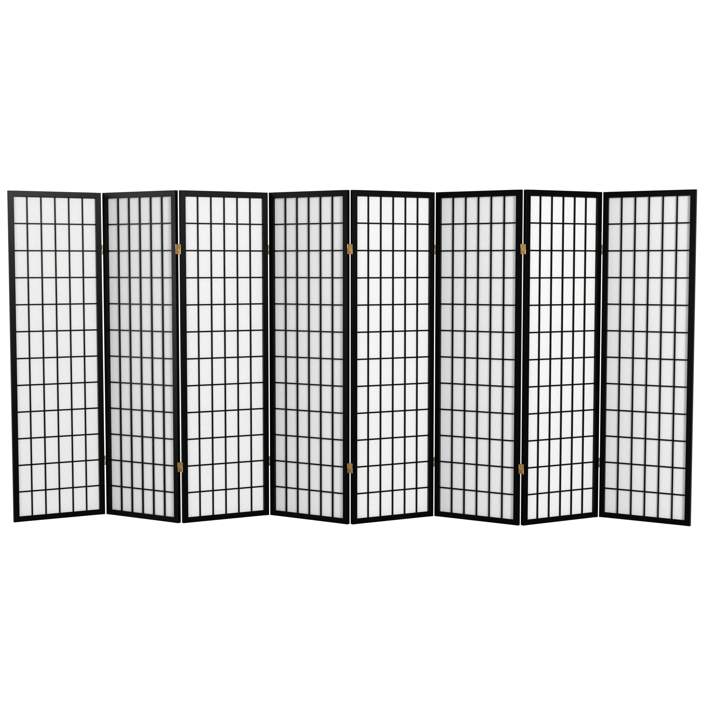 Red Lantern WP60-BLK-8P 8 -Panel Black Wood Folding Shoji Style Room Divider