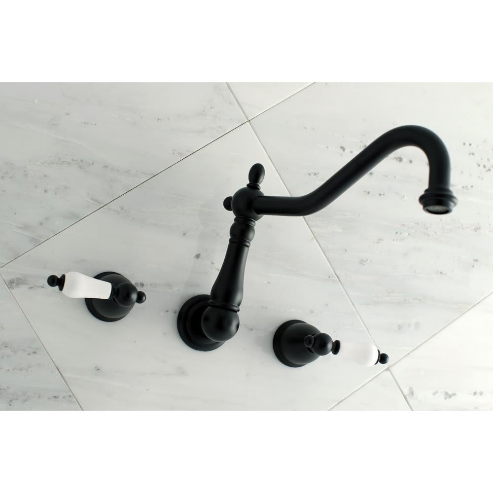 Kingston Brass WLKS1020PL Heritage Matte black 2-handle Wall-mount High-arc Bathtub Faucet ( Valve Included )