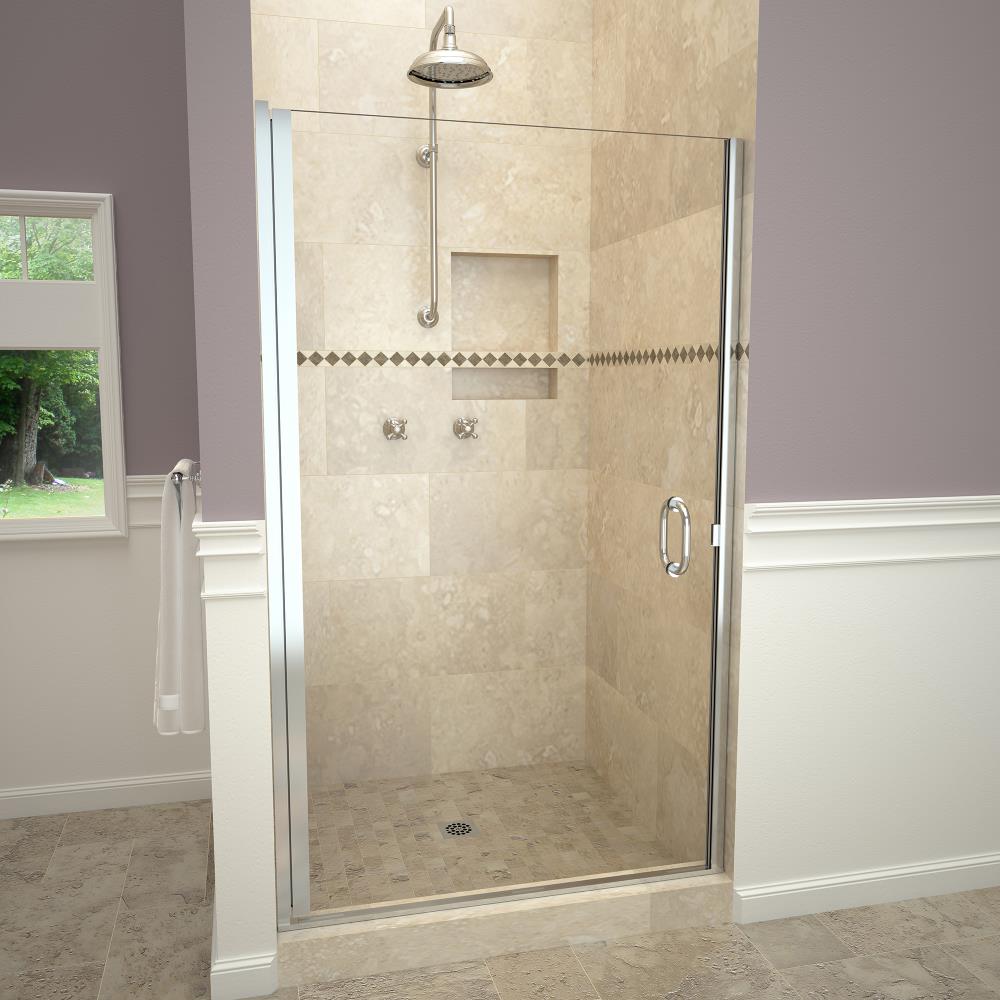 Redi Swing 76-in H Semi-frameless Hinged Polished-chrome Alcove Shower ...