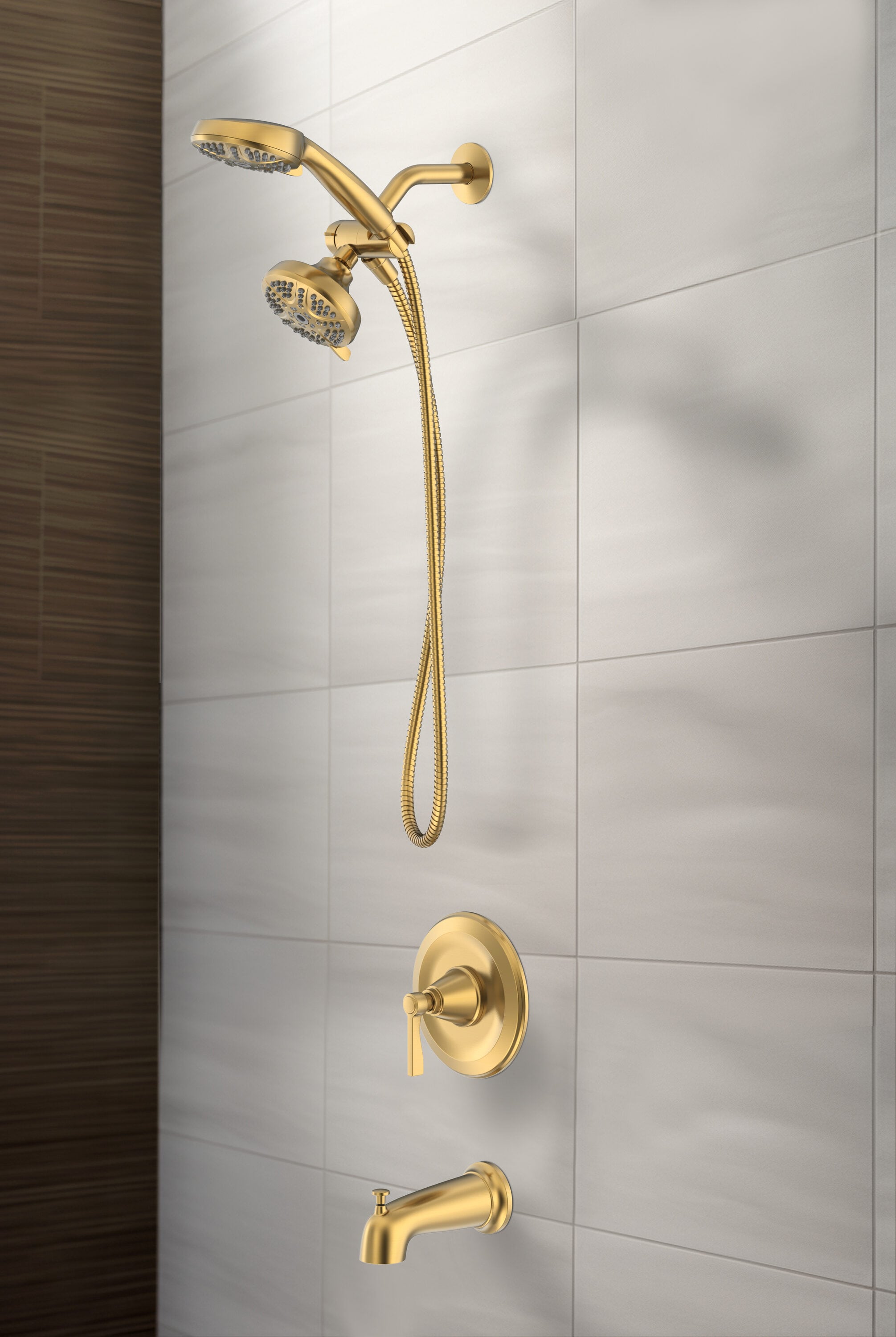 allen + roth 873X-1F4408 Townley Brushed Gold 1-handle Multi-function 4.3-in Round Shower Faucet with Valve