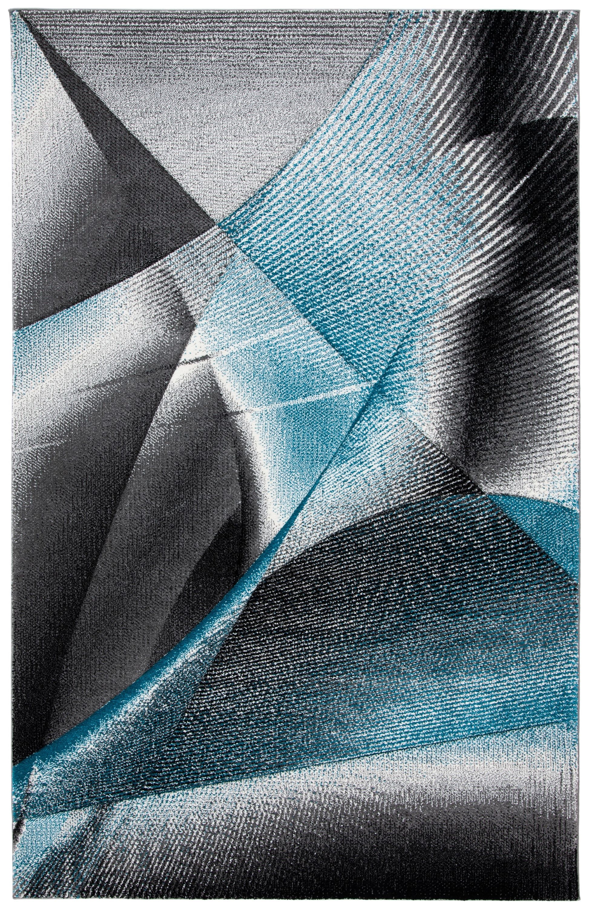 Safavieh HLW715M-5 Hollywood Skota 5 x 8 (ft) Loomed Polypropylene Gray/Blue Rectangular Indoor Abstract Mid-Century Modern Area rug