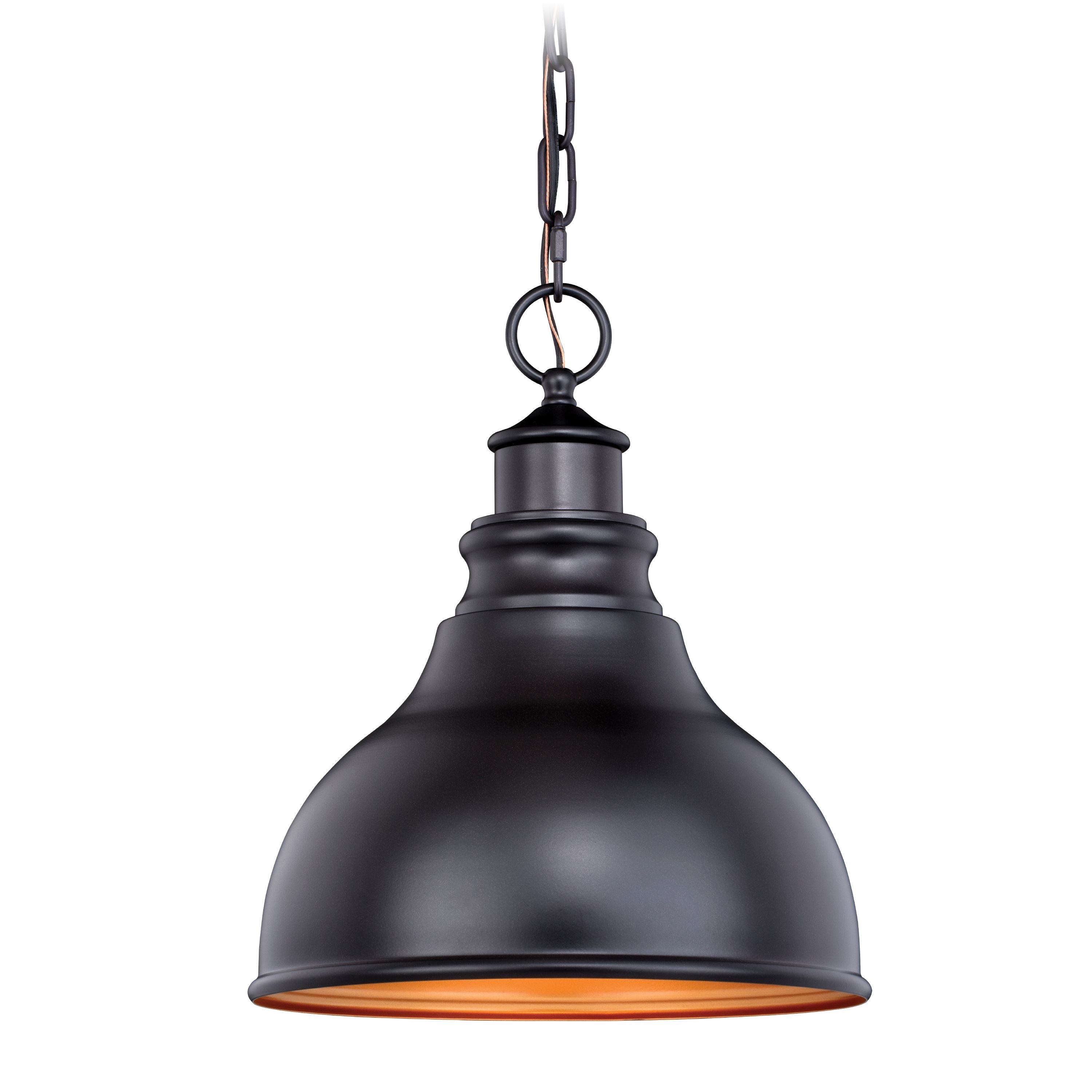 Oil Burnished Bronze Farmhouse Pendant Light with Gold Interior