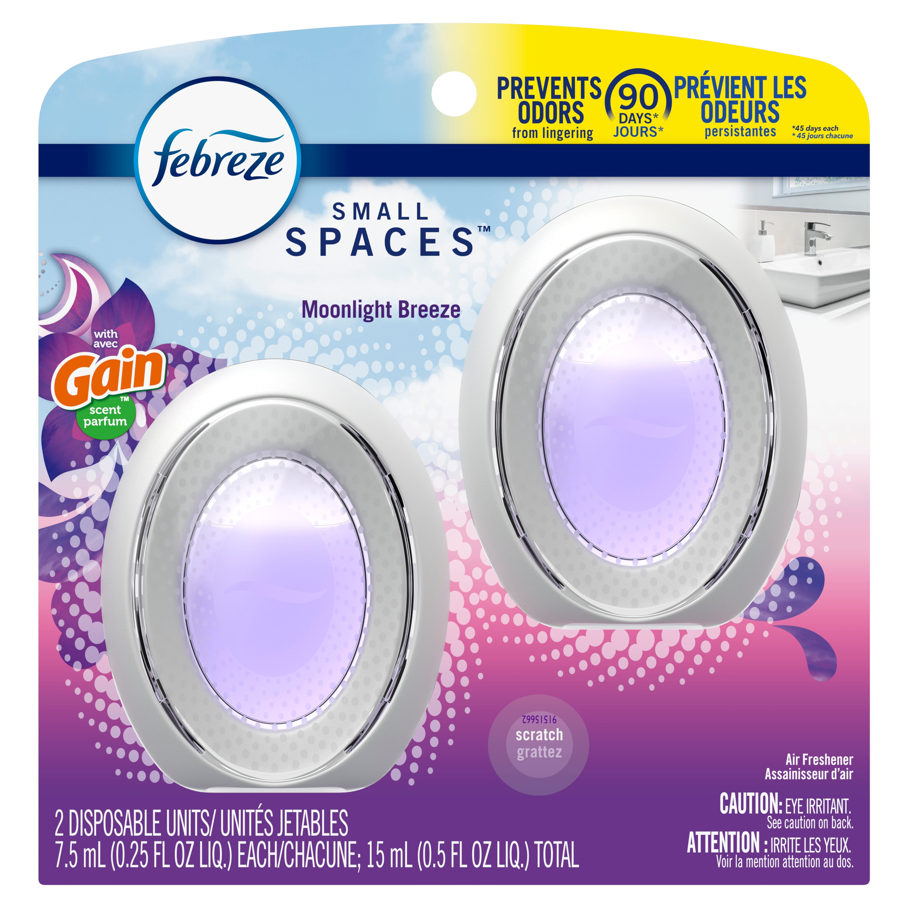 Febreze Odor-Fighting Air Freshener, with Gain Moonlight Breeze Scent, Pack  of 2, 8.8 fl oz each