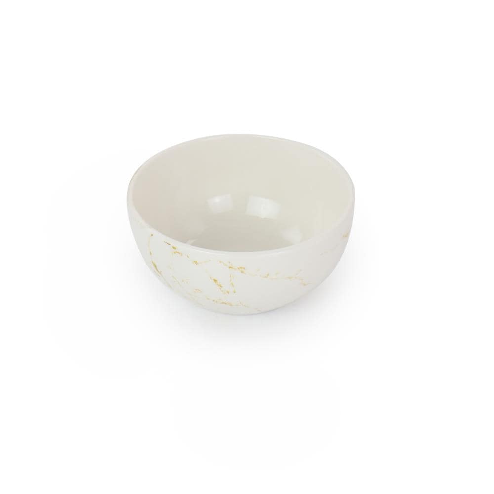 White and Gold Marble Ceramic Dinnerware Set, Service for 4