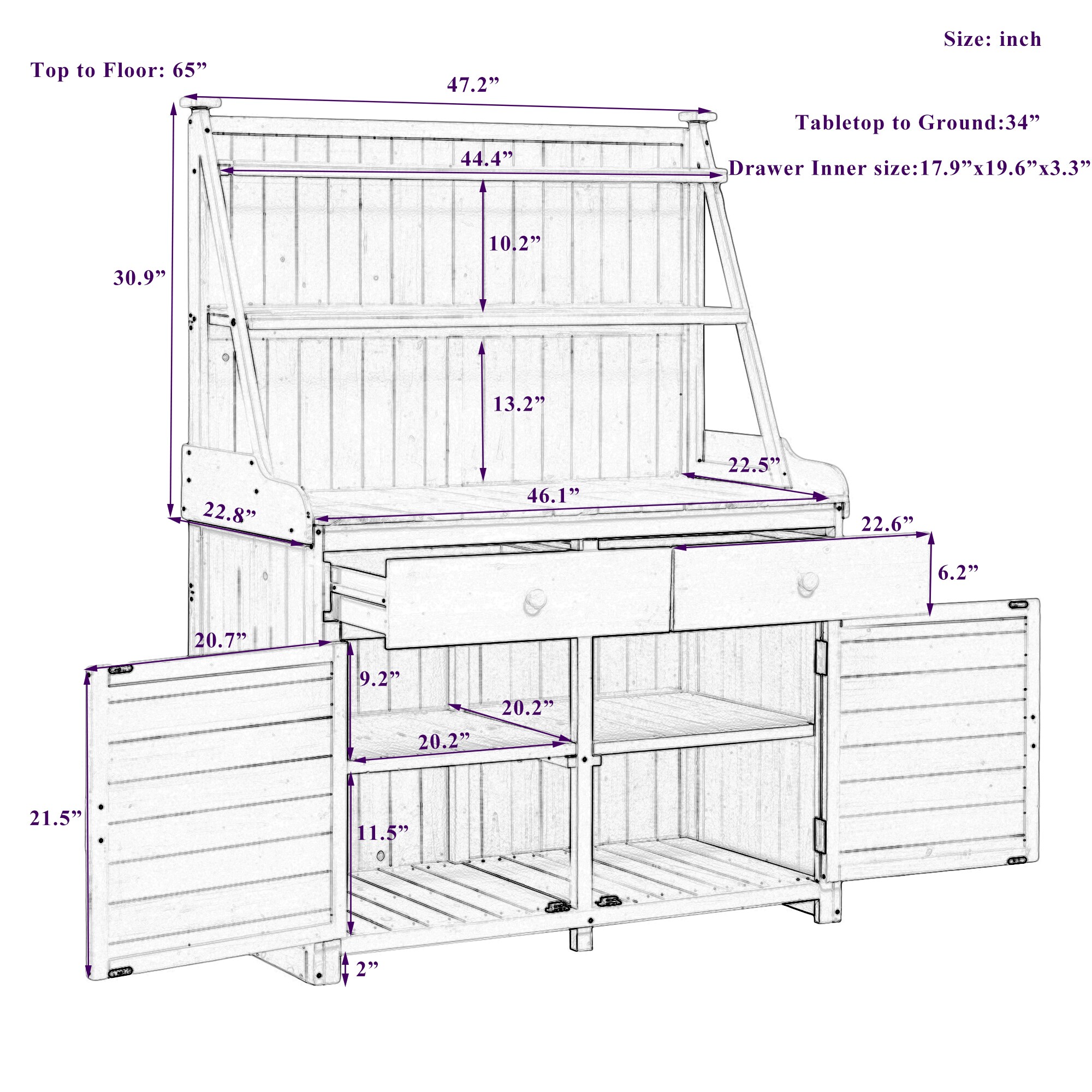 SINOFURN SYA010599GY Potting-Benches - View #5