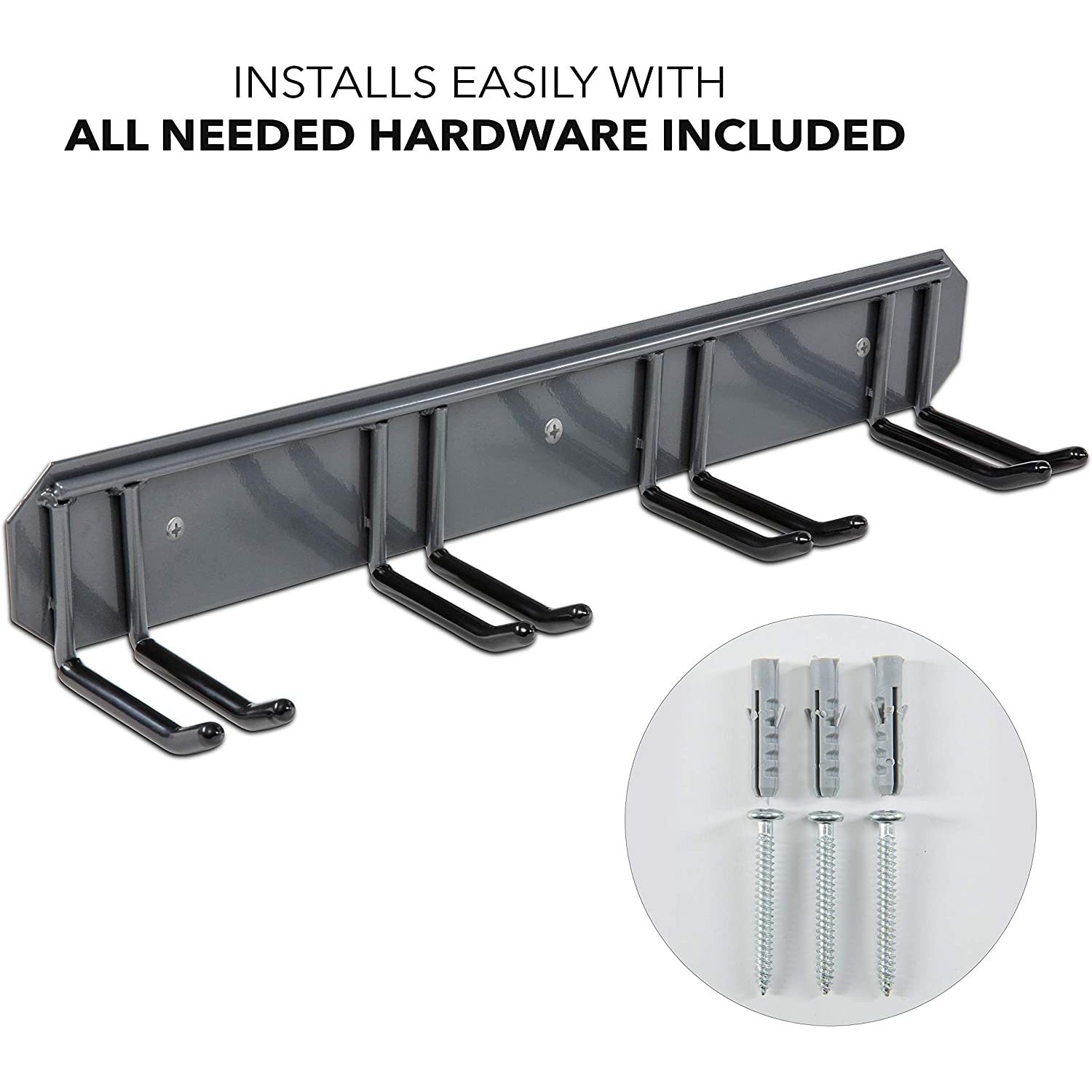 RaxGo Wall Mounted Ski Storage Rack Black Screw Utility Rack (11-lb ...