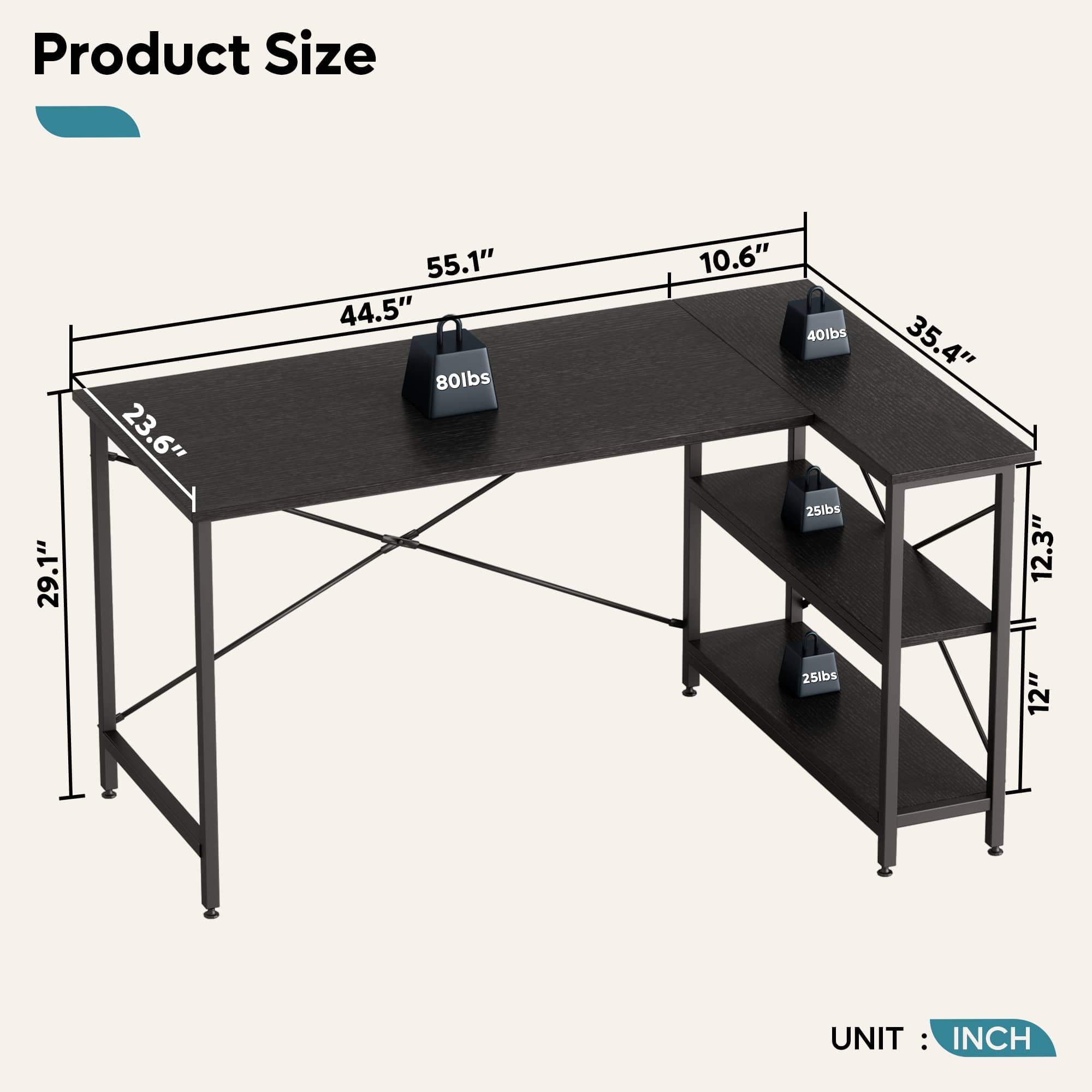 Bestier LOW-D244X-BLK desks - View #2