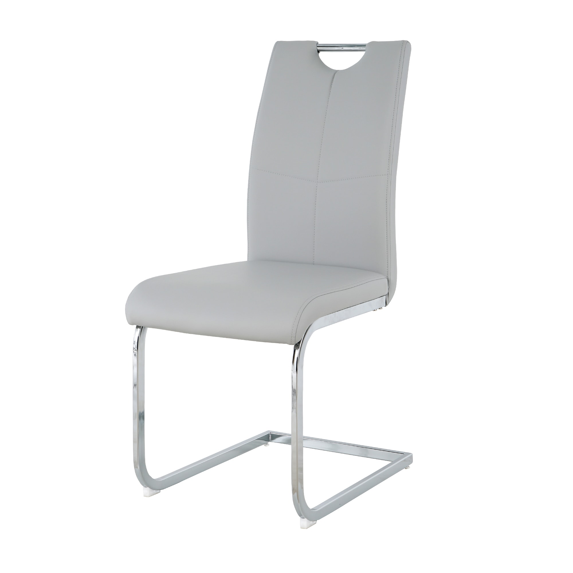 SINOFURN SYA290001GY Set of 6 Contemporary/Modern Faux Leather Upholstered Dining Side Chair (Metal Frame)