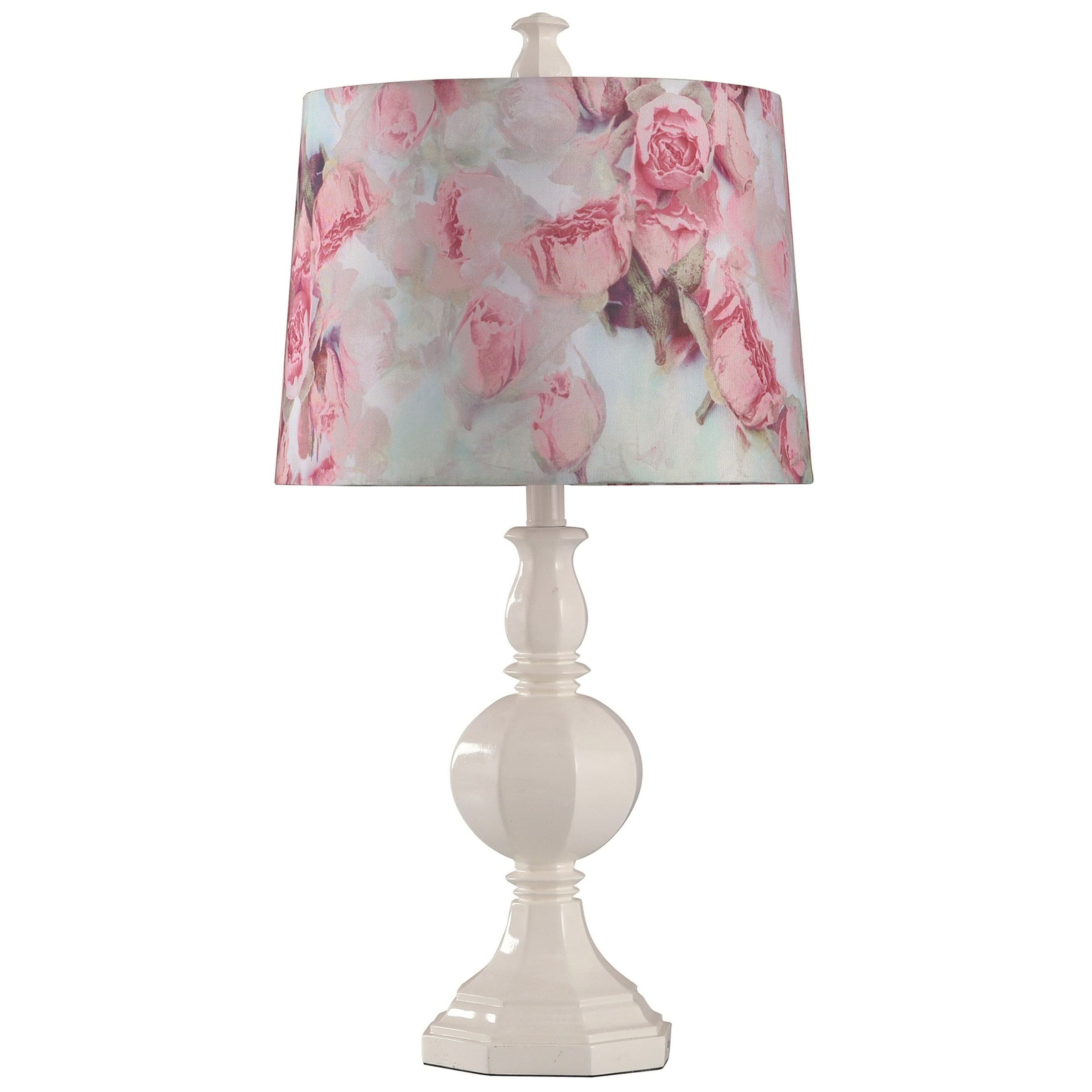 StyleCraft Home Collection L312158ADS 27-in White Table Lamp with Fabric Shade