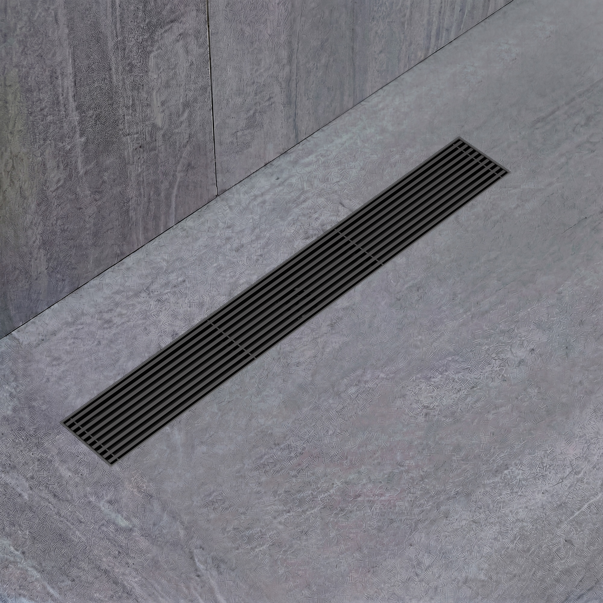 YAWWALK - Matte Black 24-in Linear Shower Drain with Grate Cover High Flow 60 L/min