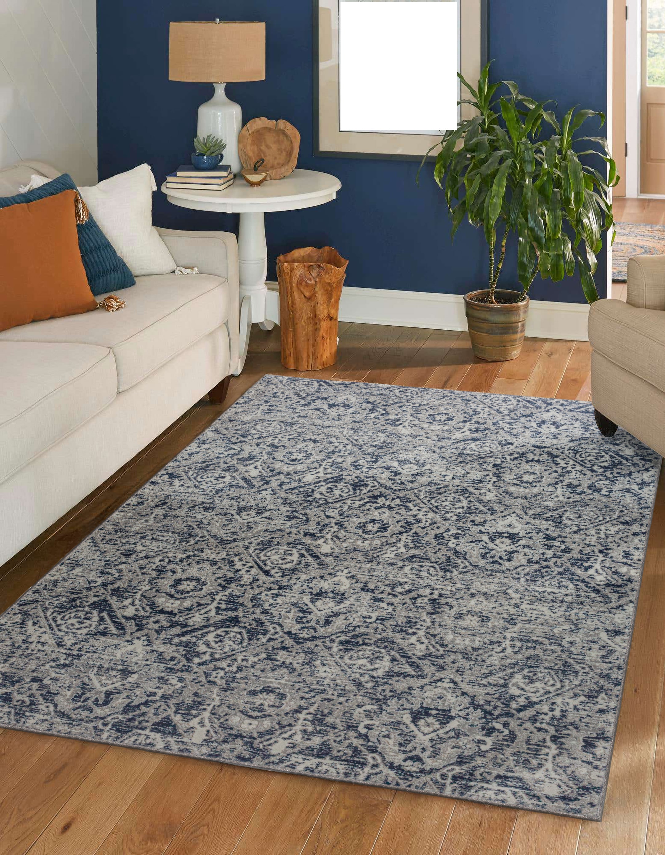 Radici USA 1244/1023/BLUE 8 x 10 (ft) Loomed Polypropylene Blue Rectangular Indoor Geometric Mid-Century Modern Area rug