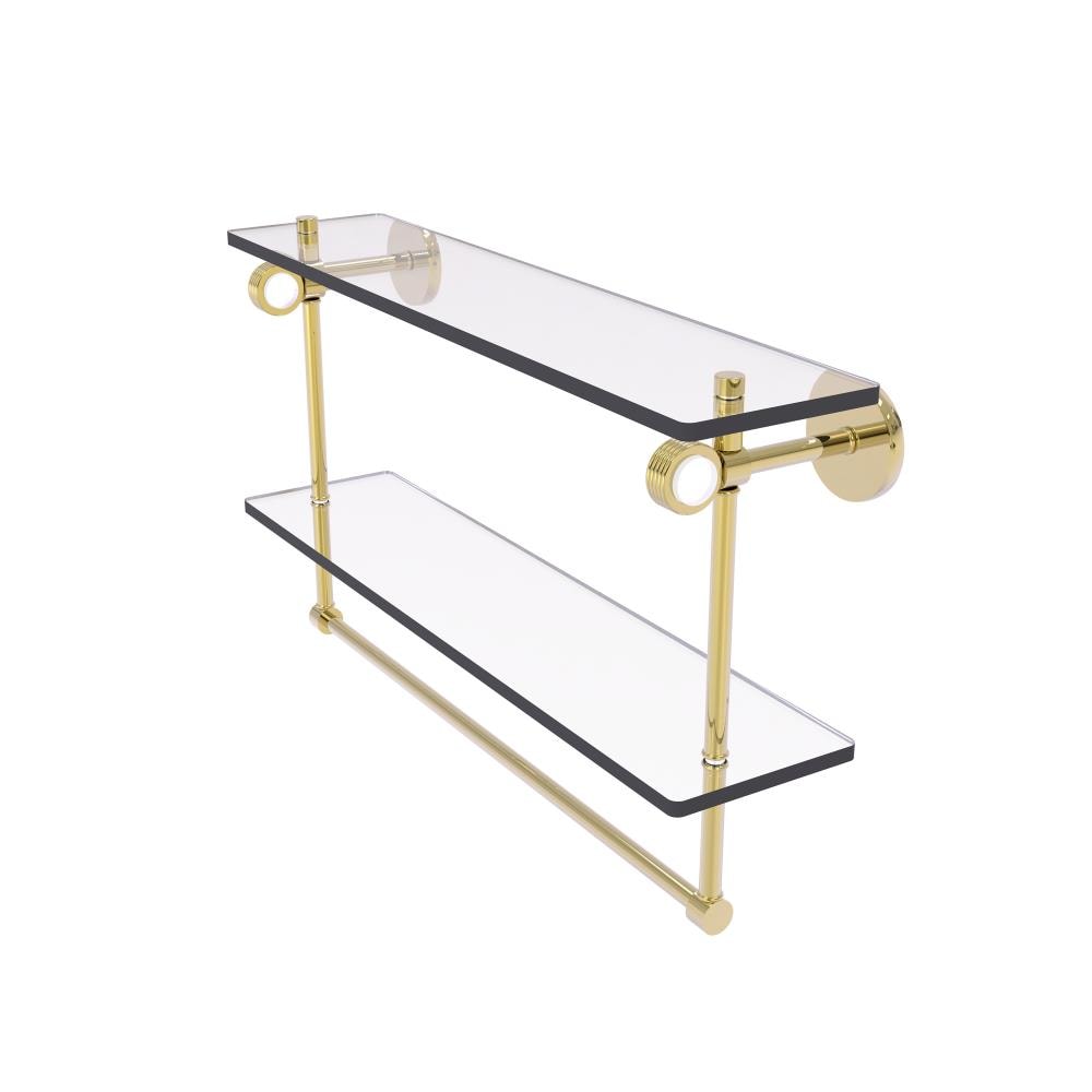 Allied Brass CV-2TBG-22-UNL Clearview Unlacquered Brass 2 -Tier Wall mount Bathroom Shelf ( 22-in x 12.8-in x 5-in )