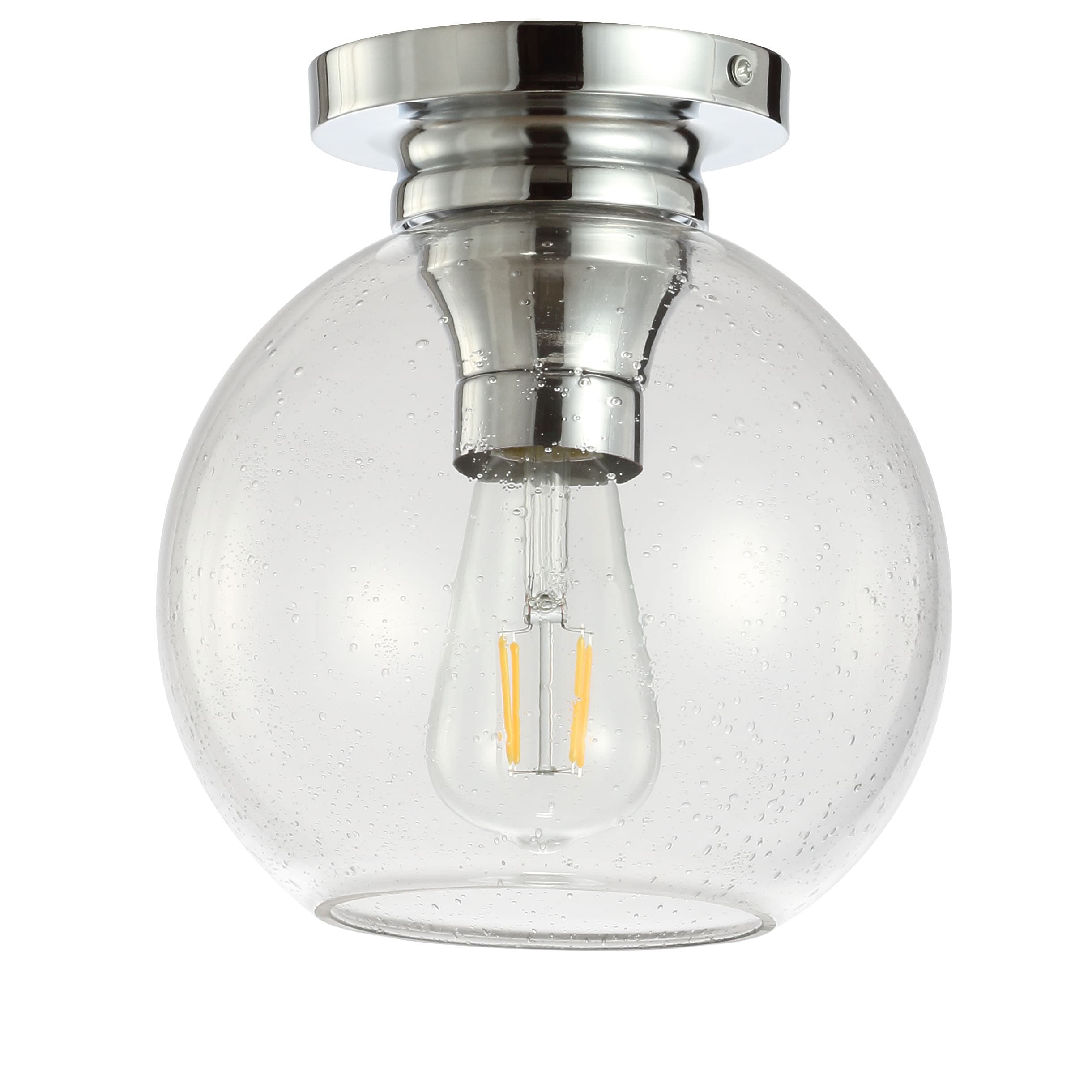 Chrome and Glass LED Flush Mount Ceiling Light
