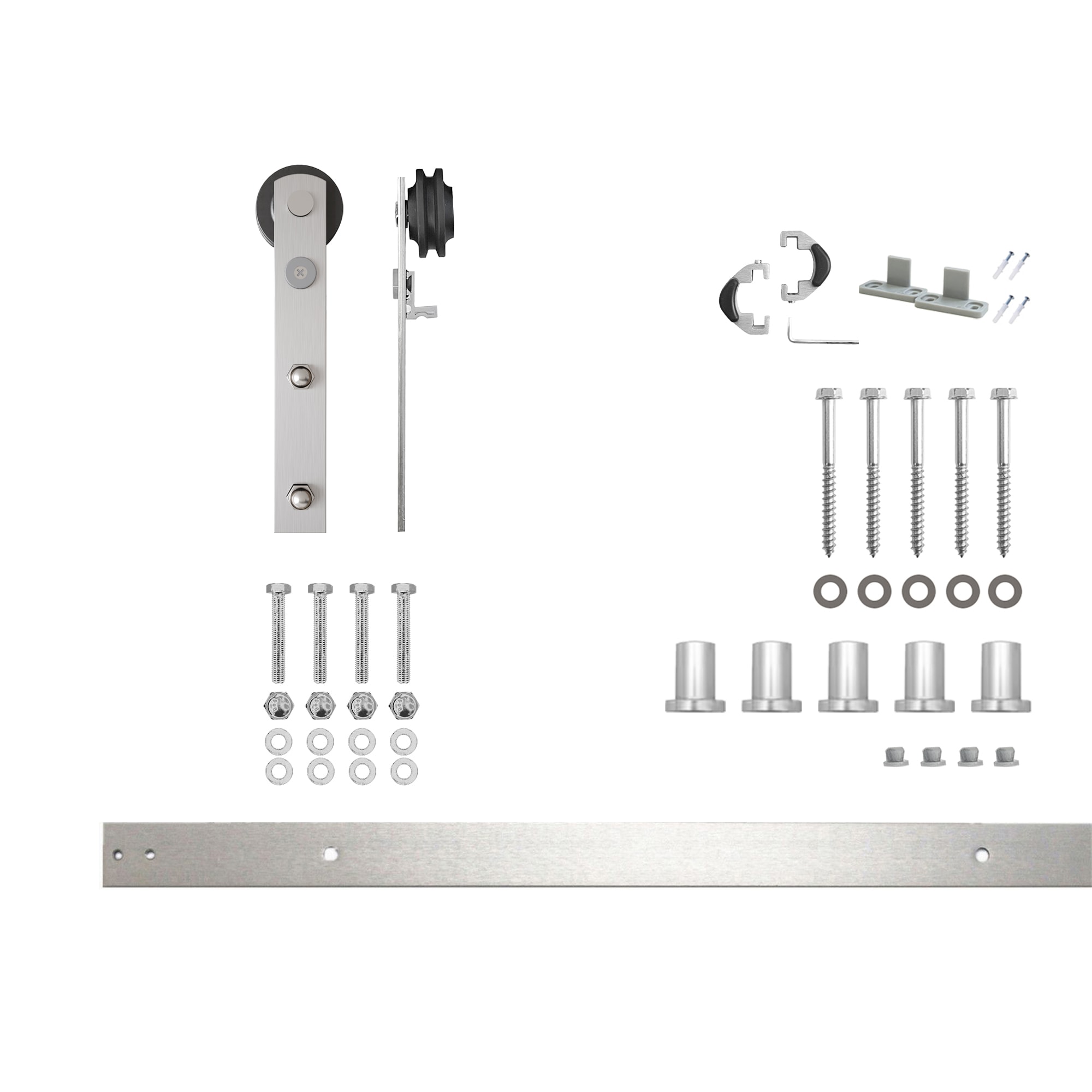 HOMACER ZT1DNZ079C 79-in Brushed Brushed Nickel Indoor I-strap Single Barn door hardware kit