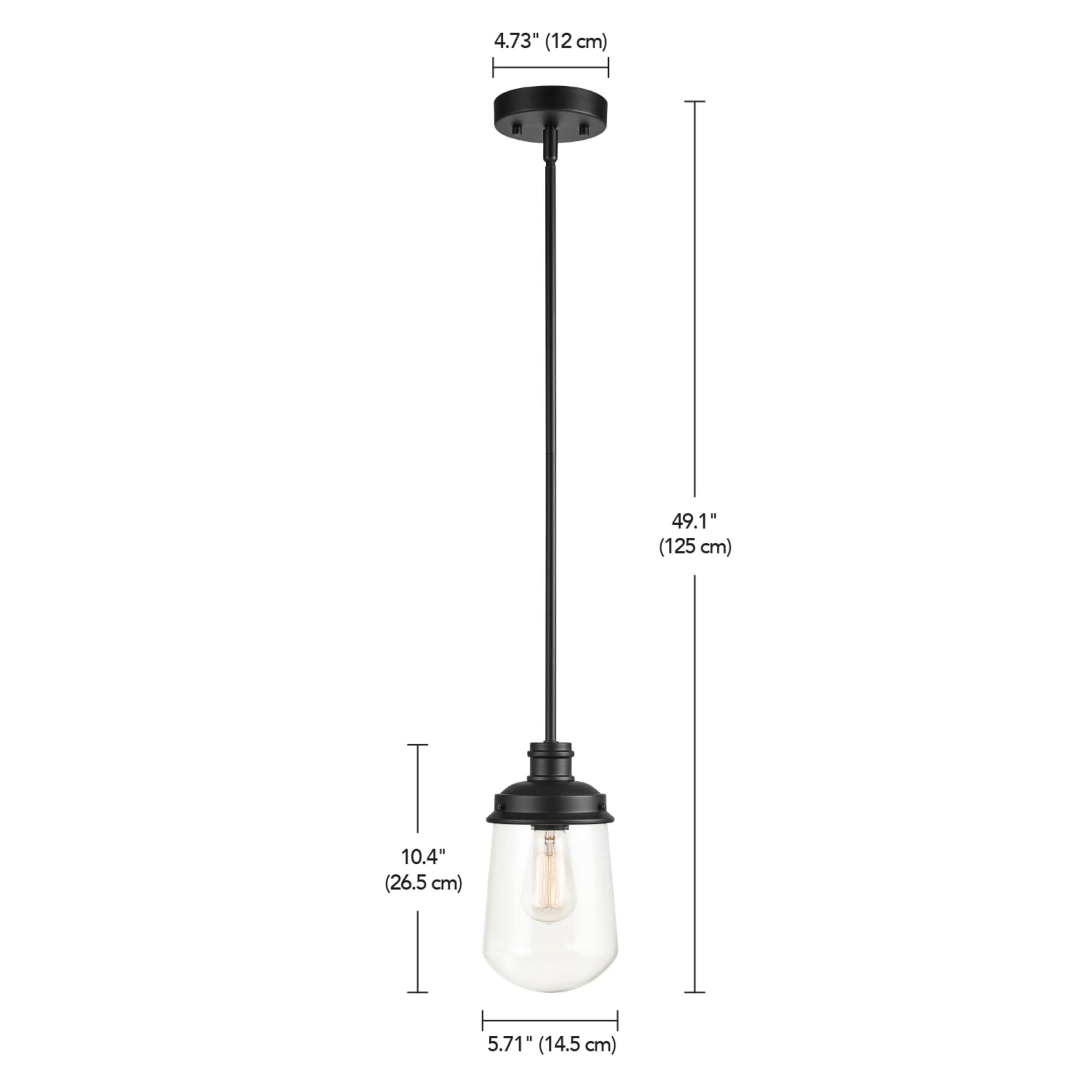 Matte Black Mini Vintage Pendant Light with Clear Glass Shade
