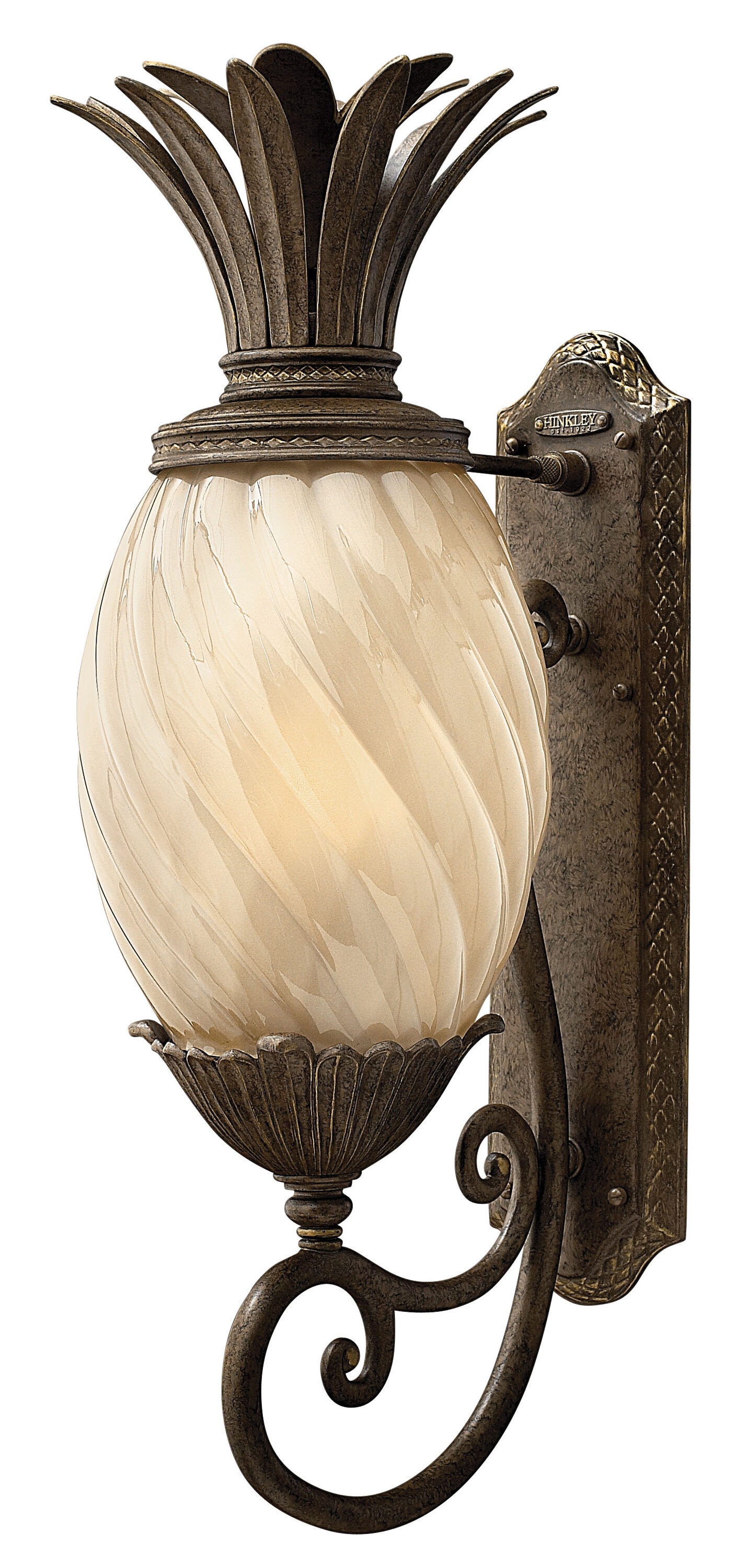 Hinkley 2124PZ Plantation 3 -Light 28-in H Satin Bronze Hardwired Outdoor Wall Light