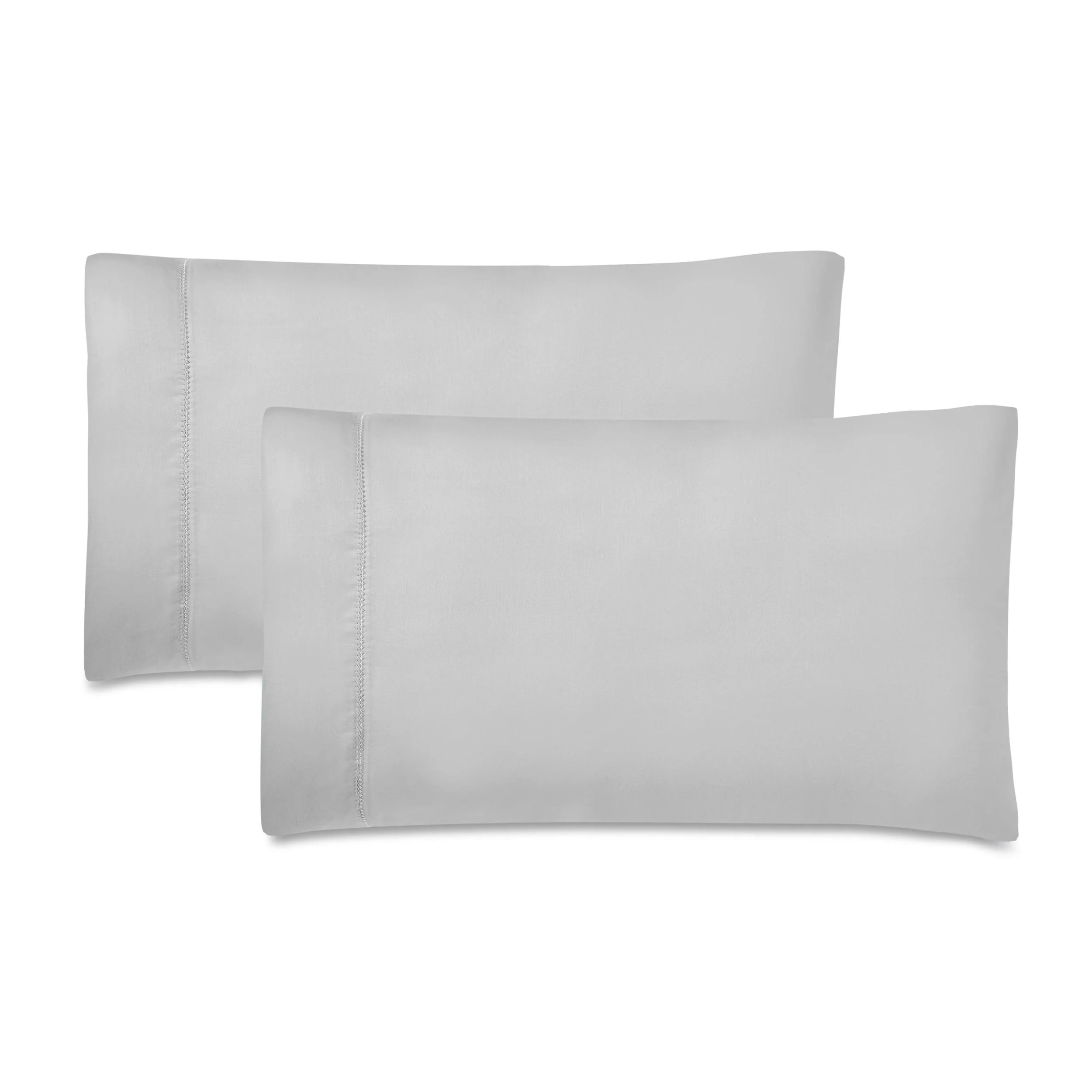 Slickblue 2 Pack 600 Thread Count Embroidered Hem Sateen Pillow Case for Bedroom Guest Room Bedding Standard/ King Multiple Color Option