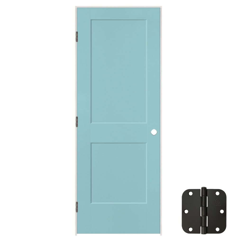 Masonite 32-in x 80-in Sea Mist Solid Core 2-panel Square Right Hand Smooth Prefinished Molded Composite Flat Jamb Single Prehung Interior Door in -  5071656