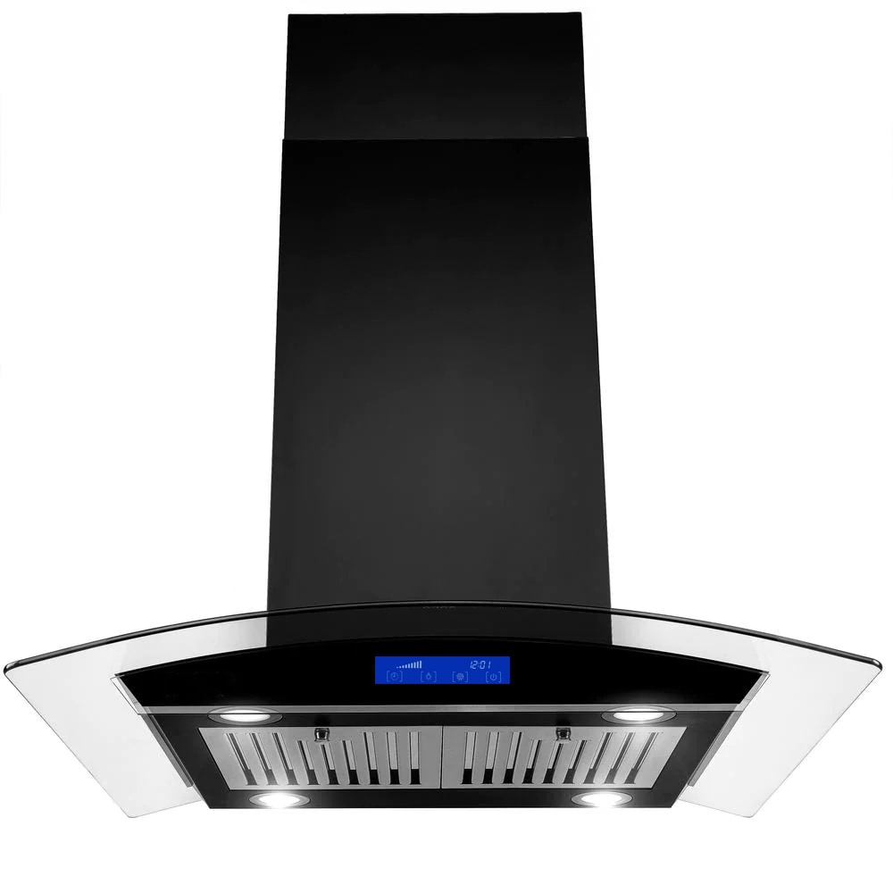 Kahomvis GEHT-DOQP-1ZW 36 inch Ducted 900-CFM Black Island Range Hood