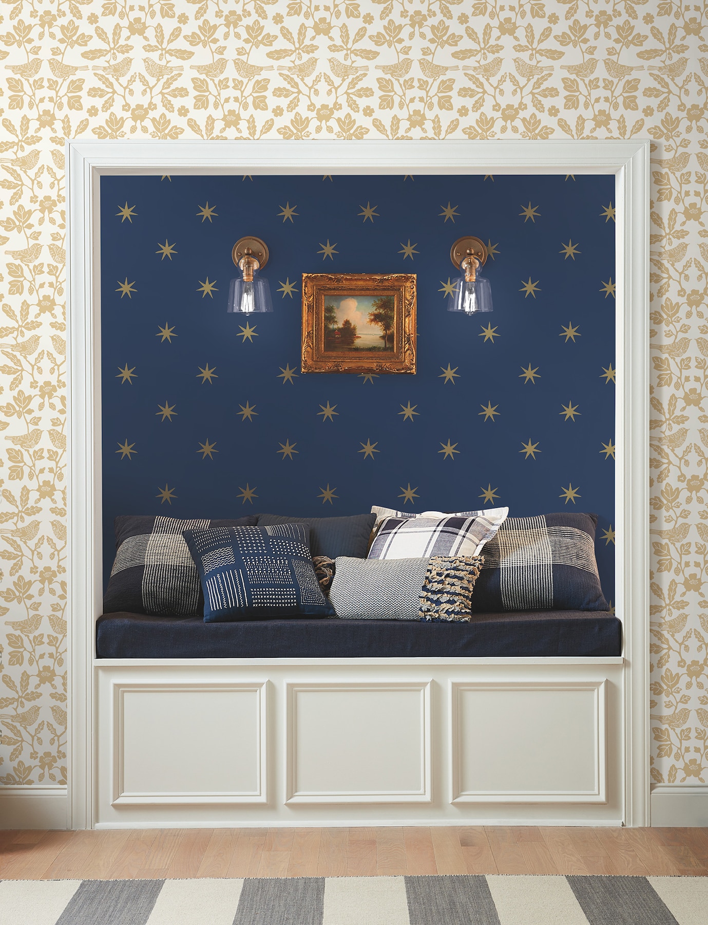 Ochre Yellow Damask Self-Adhesive Peel and Stick Wallpaper