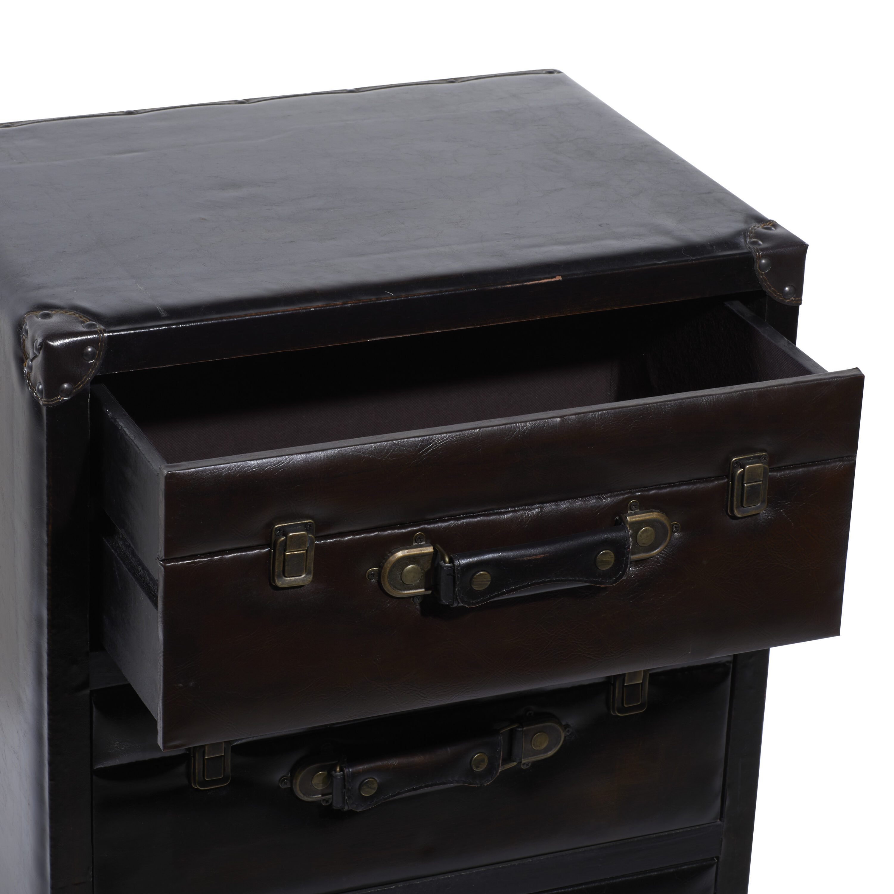 Grayson Lane Brown Vintage Faux Leather 3-Drawer Accent Chest