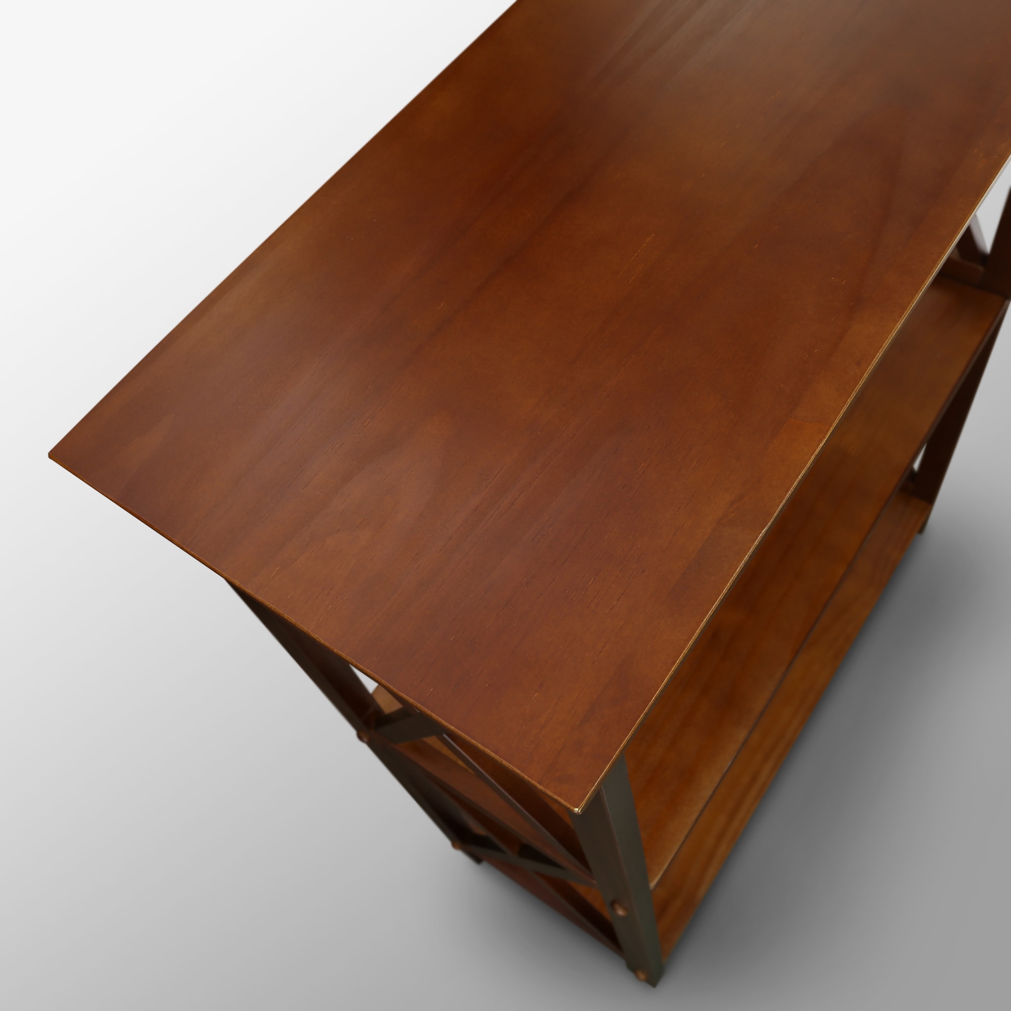 Contemporary Walnut Wood Bookcase with X-Design Doors