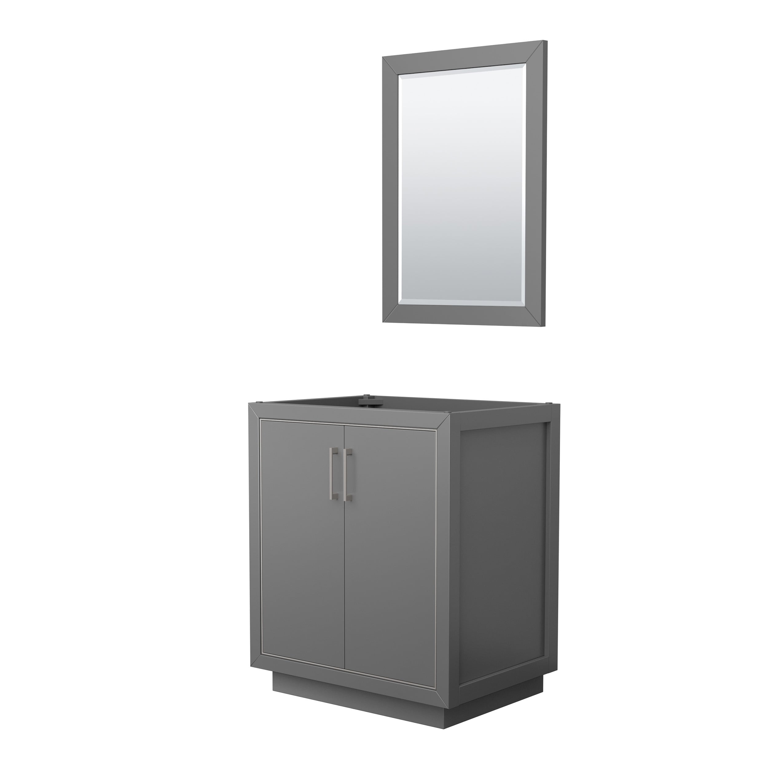 Wyndham Collection WCF111130SKGCXSXXM24 Icon 30-in Dark Gray with Brushed Nickel Trim Bathroom Vanity Base Cabinet without Top (Mirror Included)