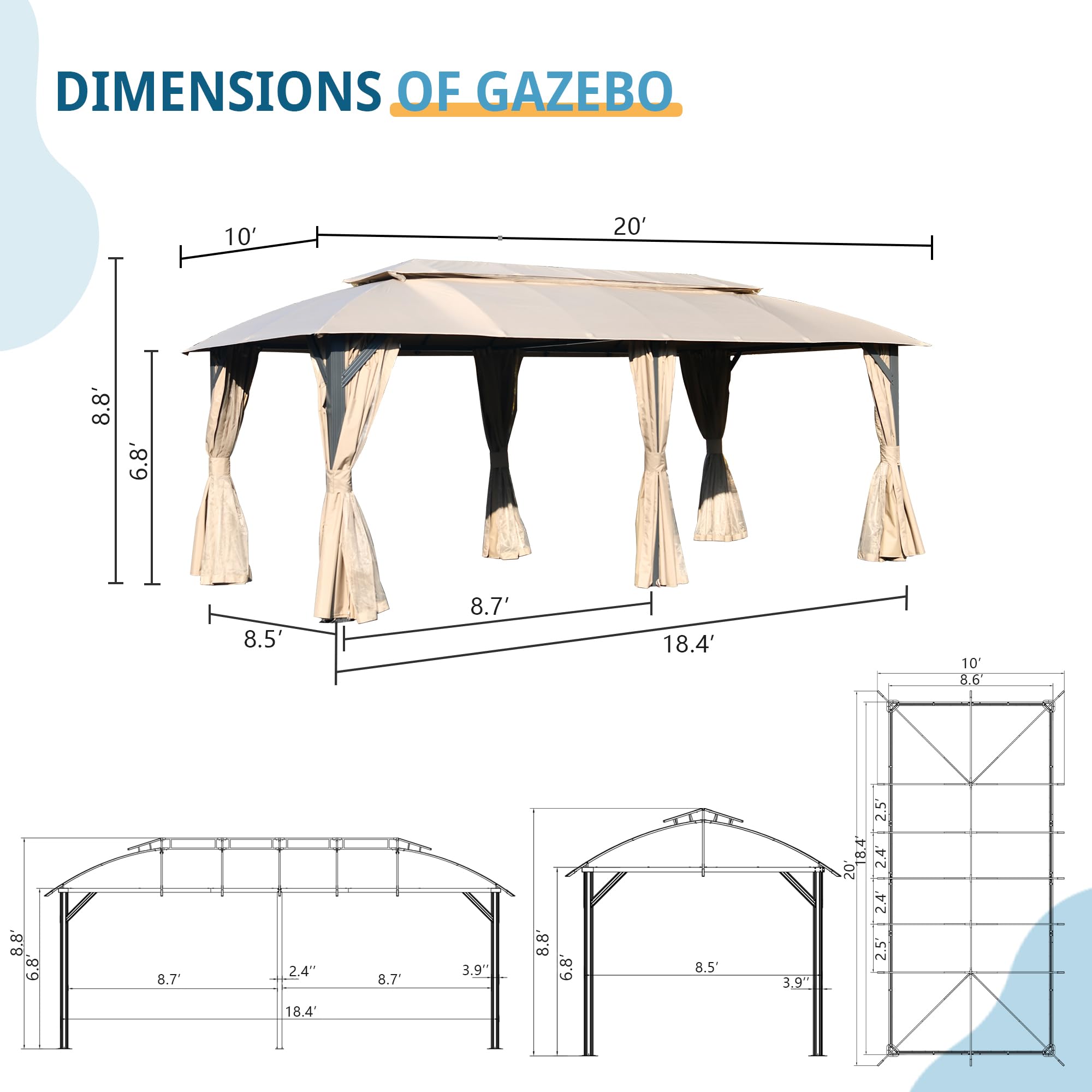 JIMSMAISON BOCPCG39BRO Wood-Resin-Gazebos - View #6