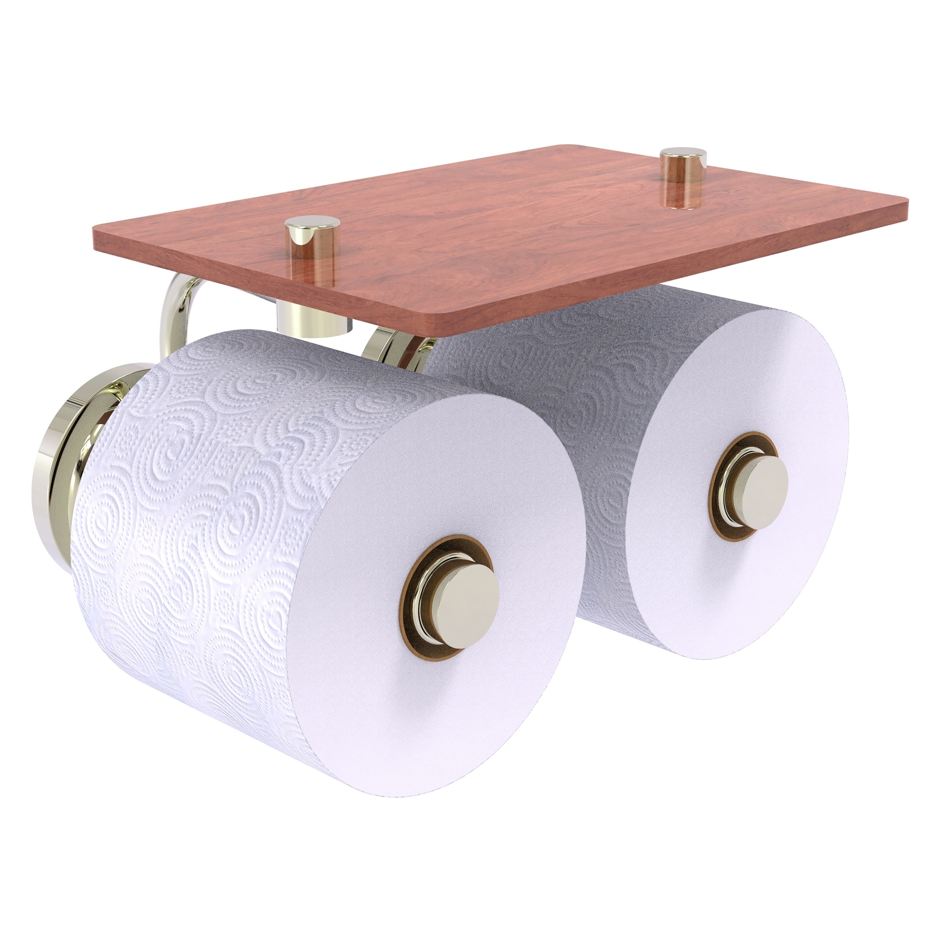 Allied Brass QN-24-2S-IRW-PNI Que New Polished Nickel Wall mount Double post Toilet Paper Holder 2 -Rolls with Storage