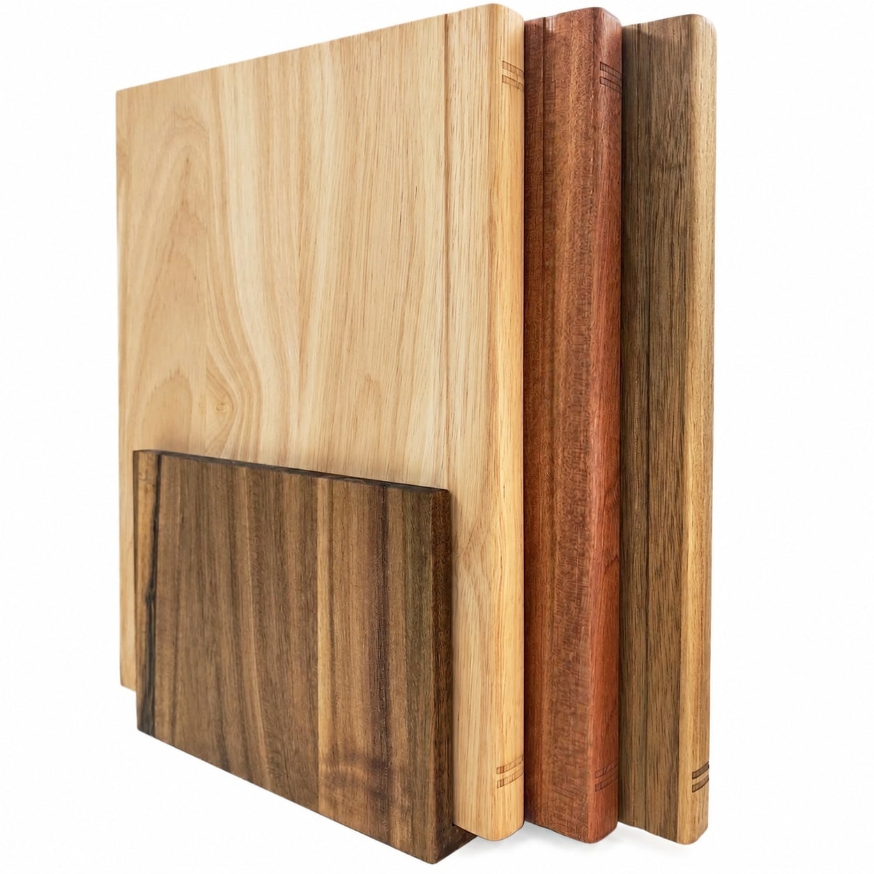 Etokfoks  3 Piece Brown Solid Acacia Wood Cutting Board Set Kitchen with Book Design and Stand for Food Prep and Serving