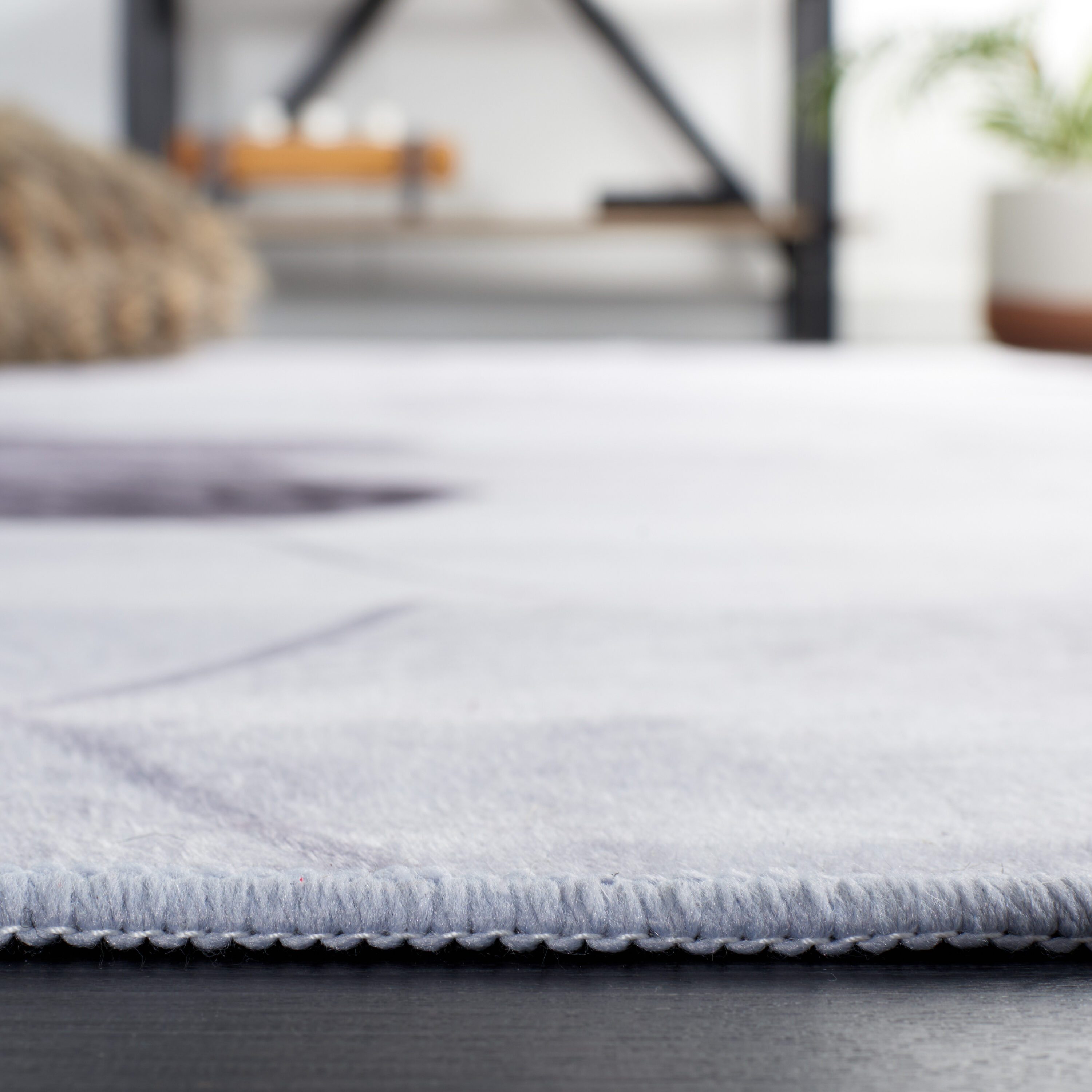 Gray 9' x 12' Rectangular Synthetic Fur Washable Rug