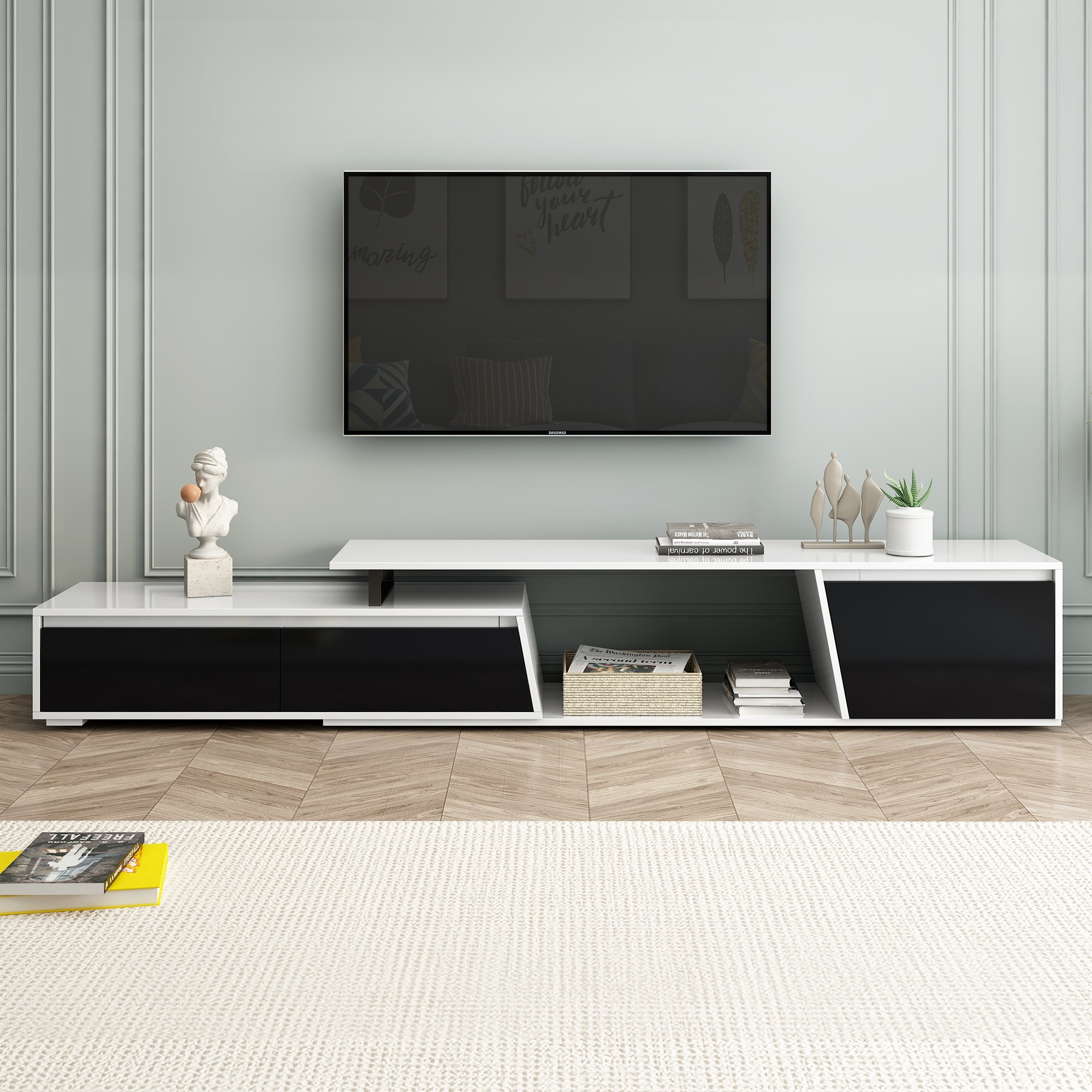 Dexmalle WF311369AAK Minimalist Rectangle Extendable TV Stand