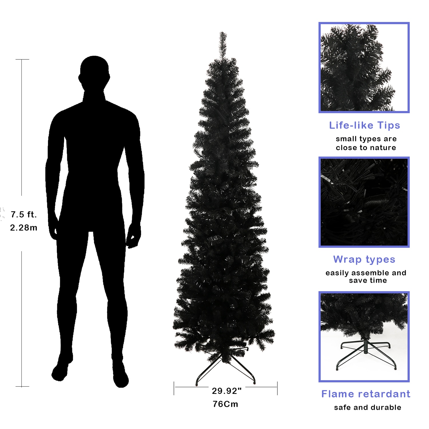 WELLFOR YA735175BK Artificial-Christmas-Trees - View #2