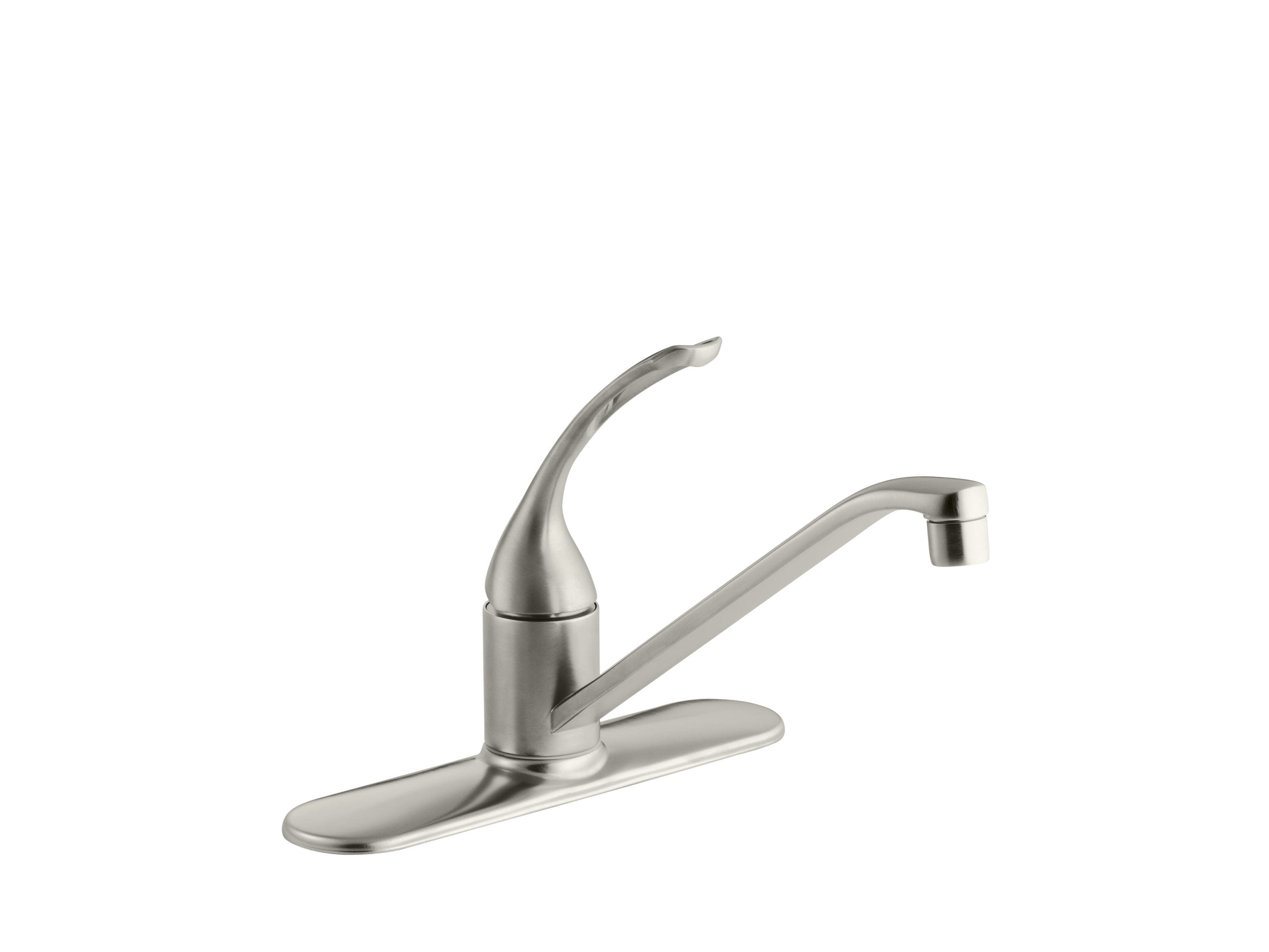 Kohler Coralais Vibrant Brushed Nickel Single Handle Low Arc Kitchen Faucet With Deck Plate At 1694