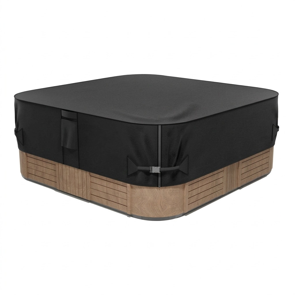 Justincity  Outdoor Waterproof Hot Tub Cover 93 x 93 Inch Fits 92 x 92 or 91 x 91 or 90 x 90 Square SPA Heavy Duty Weatherproof Protector with