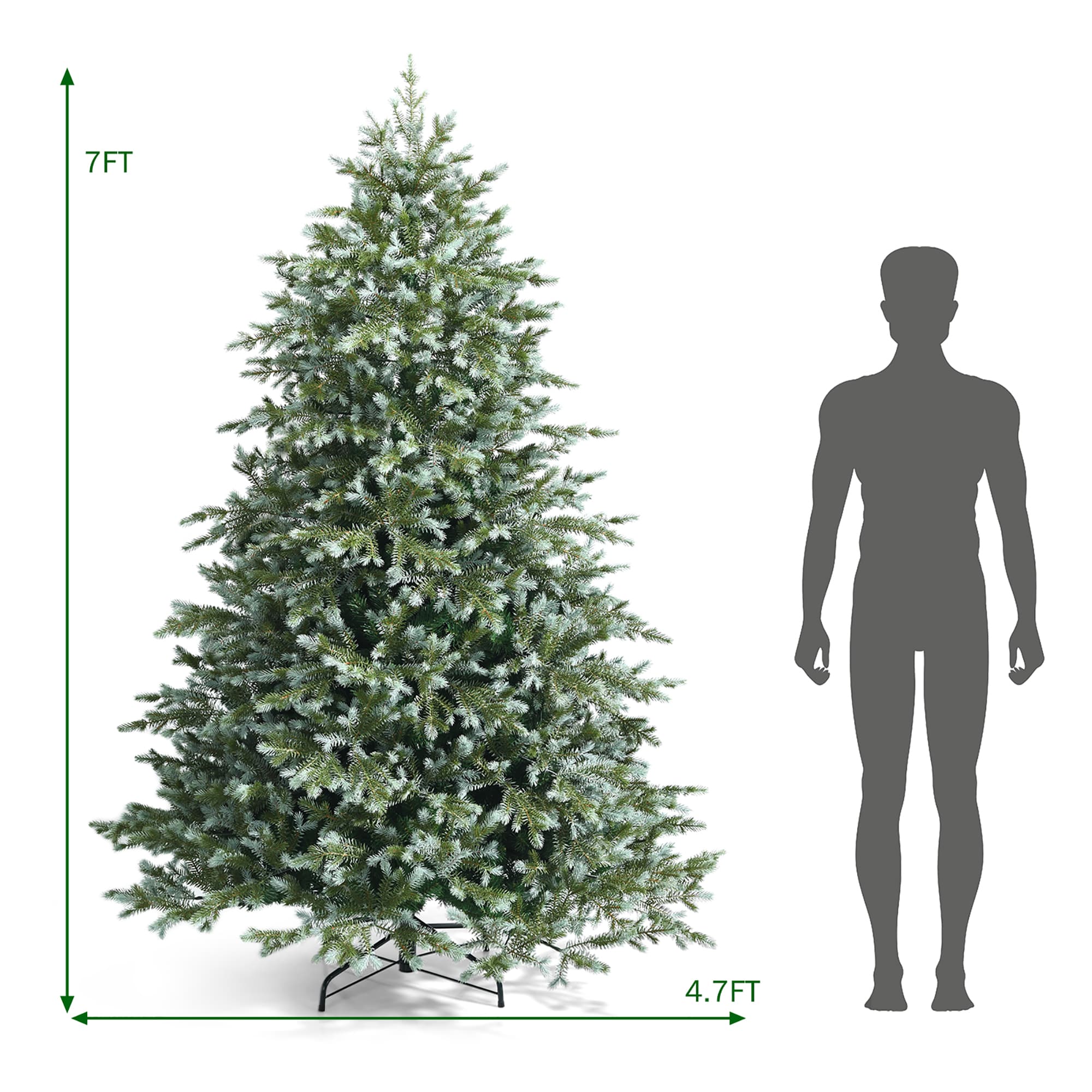 7ft Green Artificial Spruce Christmas Tree with Metal Stand