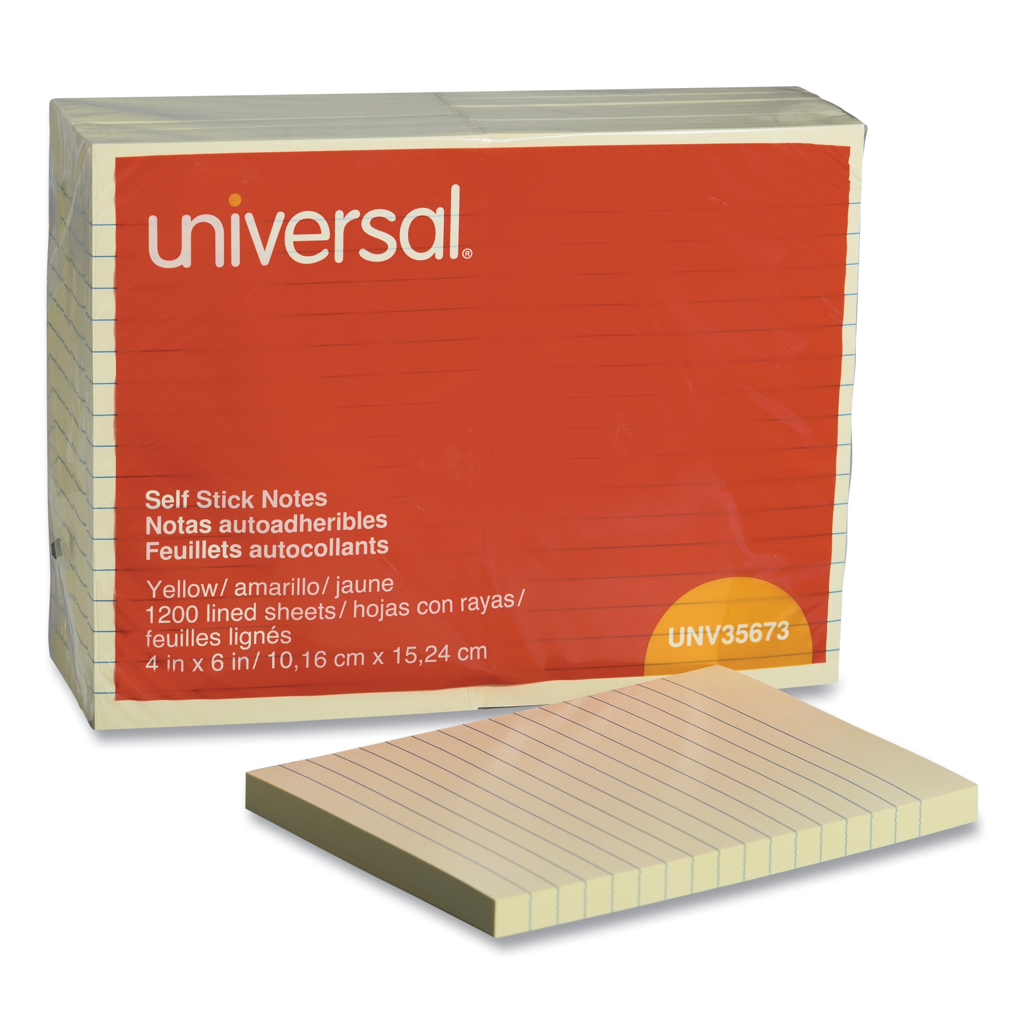 Universal UNV35673 6-in x 4-in Yellow Sticky Notes ( 12 -Pack)