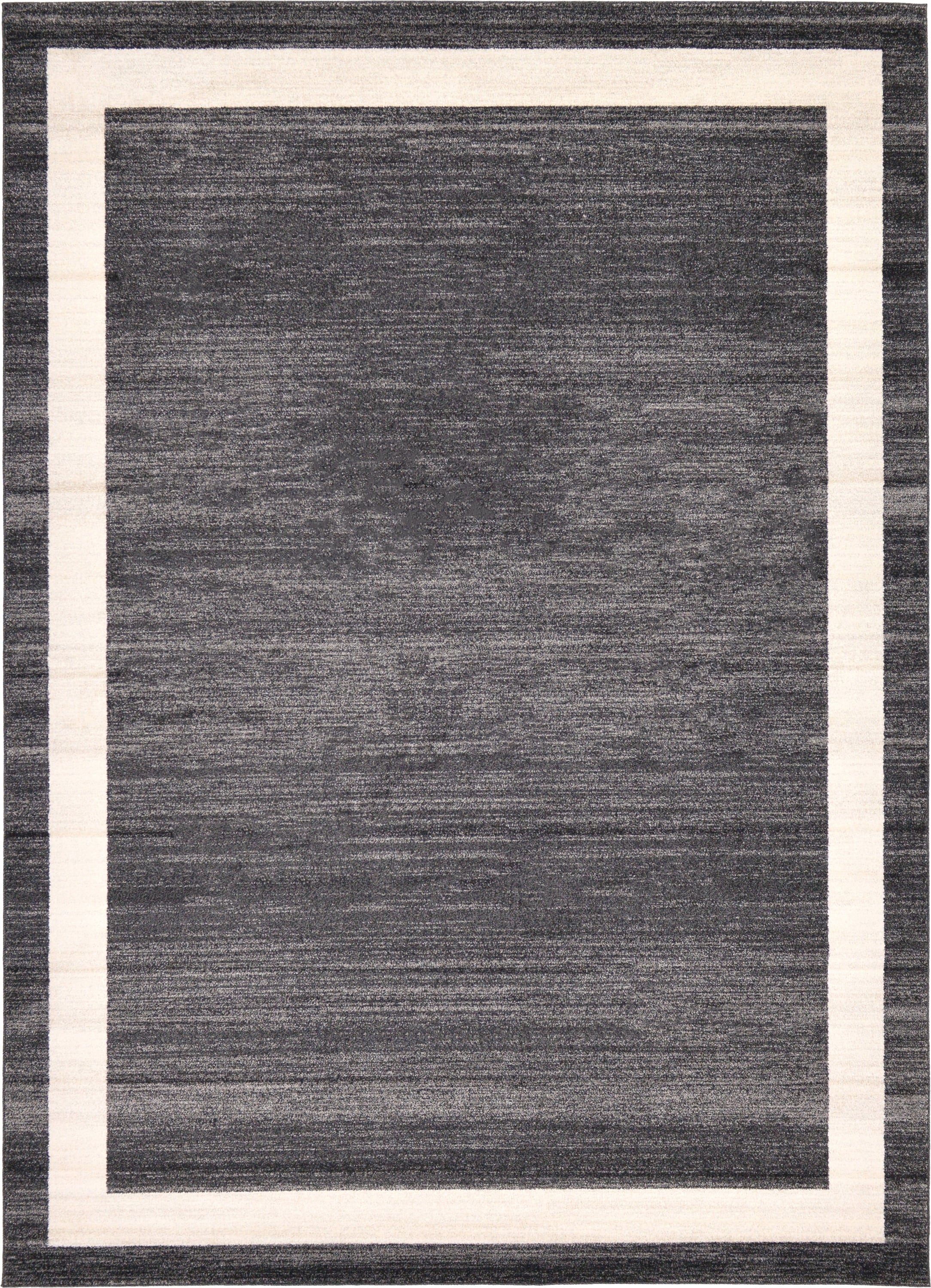 Unique Loom 3127322 Maria Del Mar 8 x 11 (ft) Loomed Polypropylene Black/Ivory Rectangular Indoor Border Industrial Area rug
