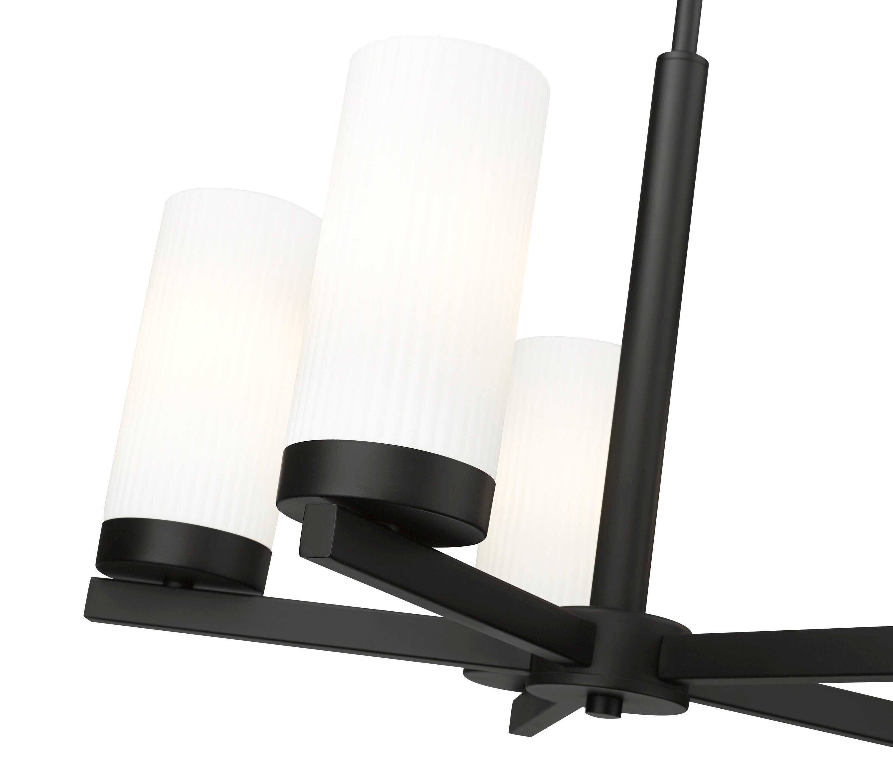 Matte Black Mini Chandelier with White Glass Shades